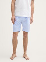 Pyjama-Shorts aus Baumwolle mit Streifenmuster - blue-light-stripe - Ausschnitt Model-Vorderansicht