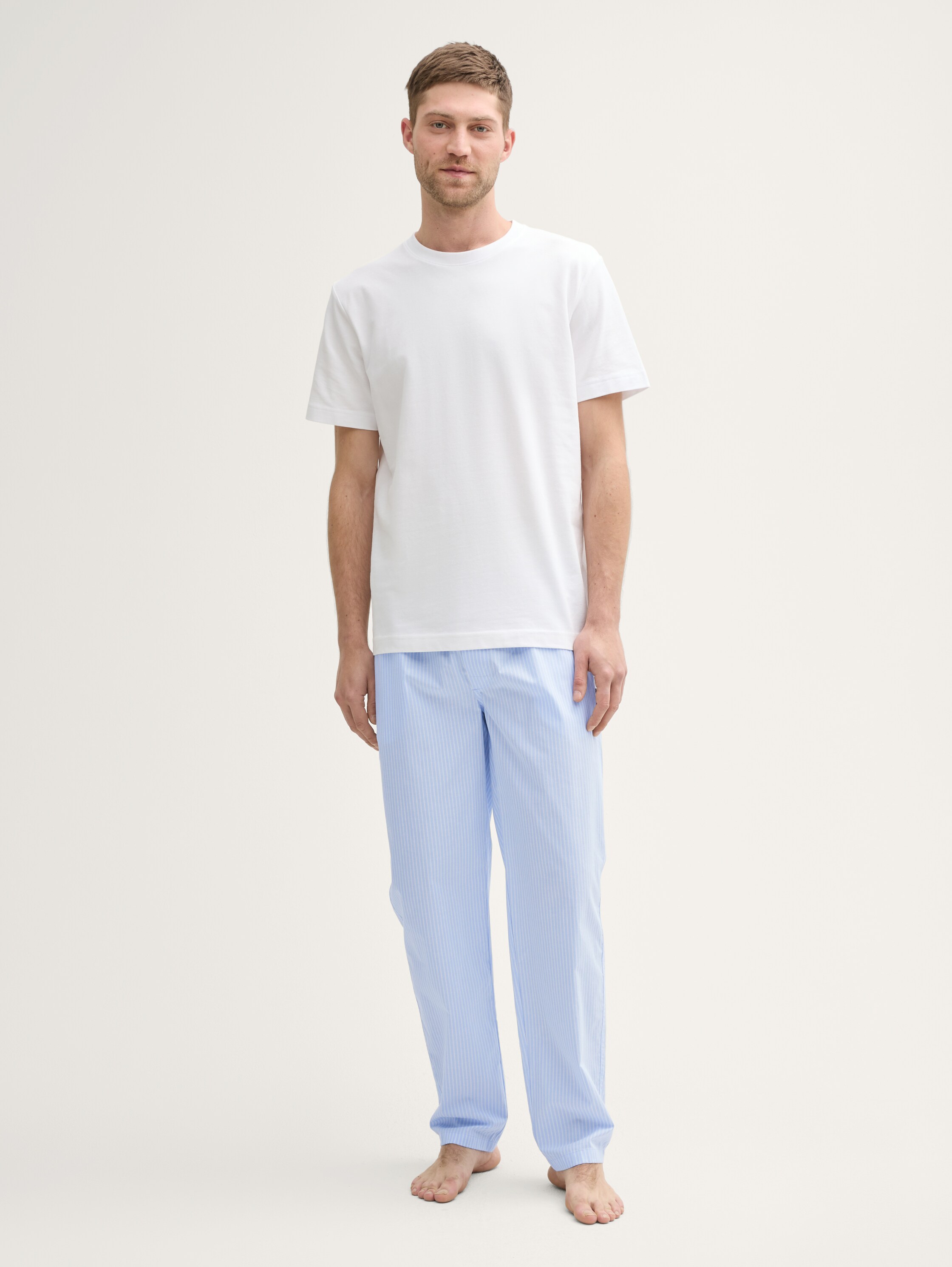 Pyjama-Hose aus Baumwolle - bluelightstripe - 