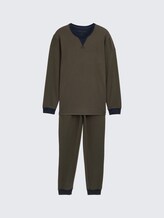 Pyjama-Set mit Logo-Print und Kordelzug - green-dark-multicolor - Vorder-Produkt-Ansicht