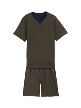Ausgewählt, Pyjama-Set mit Logo-Print und Kordelzug von Tom Tailor, grün