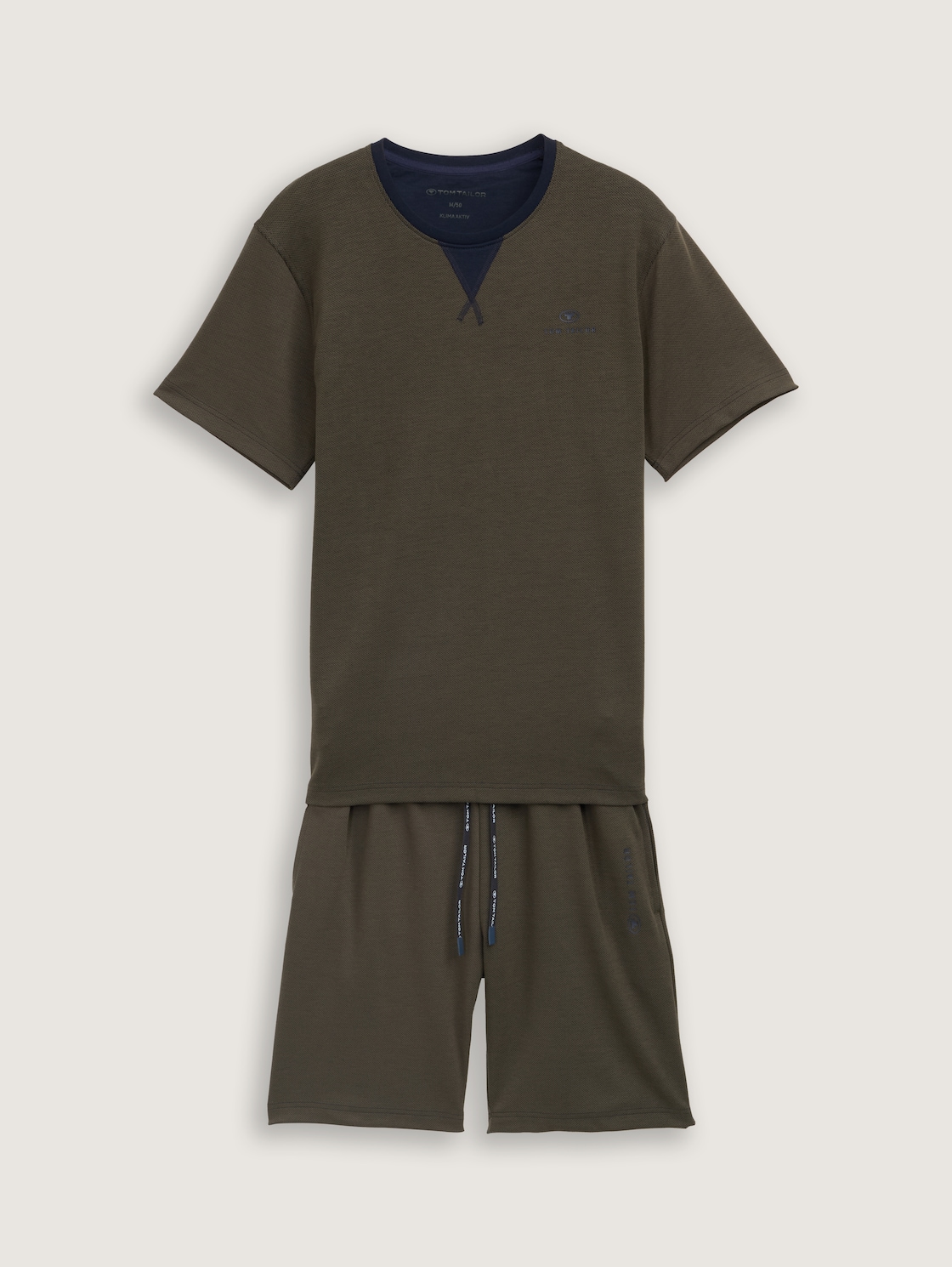 Pyjama-Set mit Logo-Print und Kordelzug - green-dark-multicolor - Vorder-Produkt-Ansicht