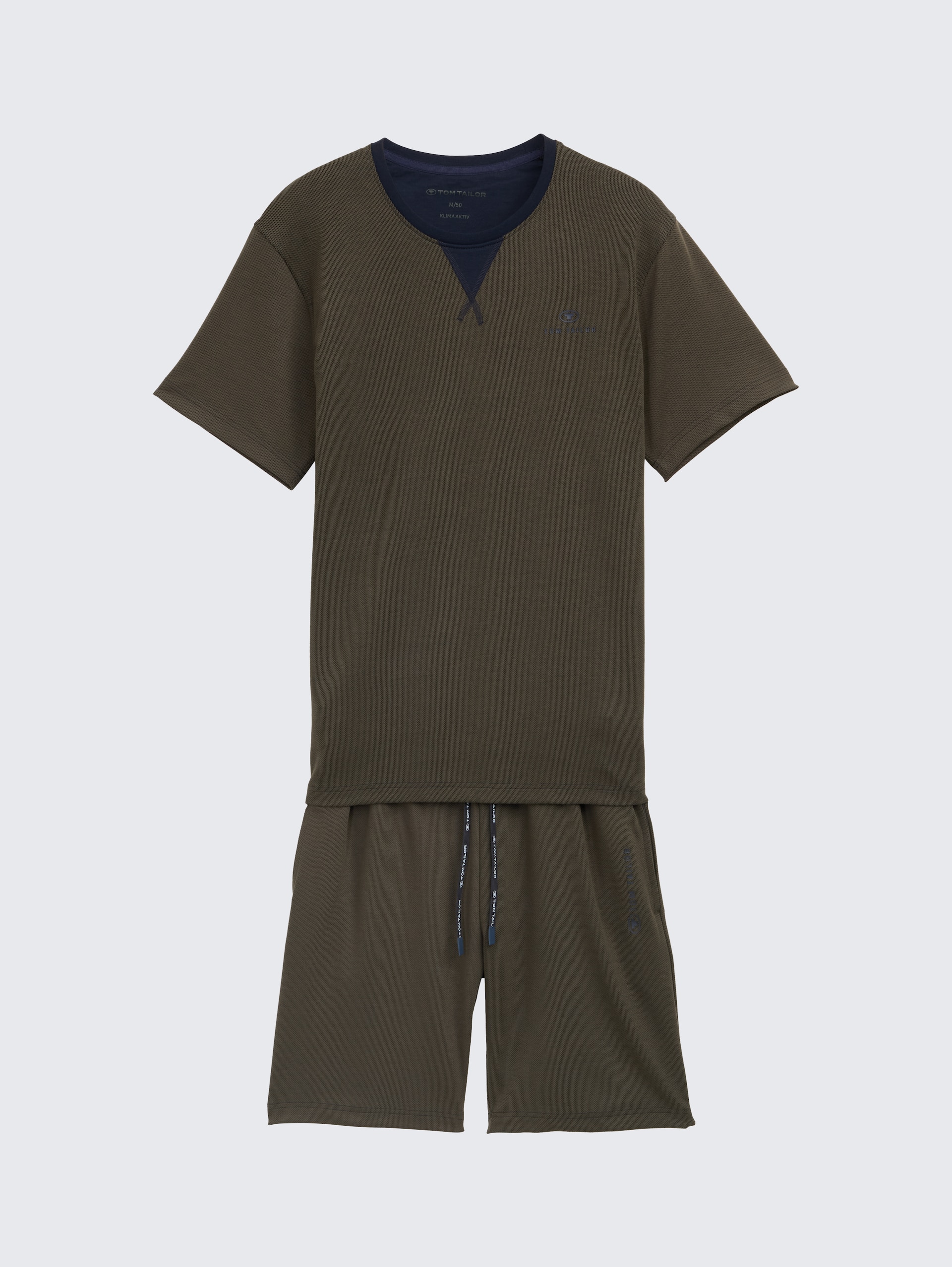Pyjama-Set mit Logo-Print und Kordelzug - green-dark-multicolor - Vorder-Produkt-Ansicht