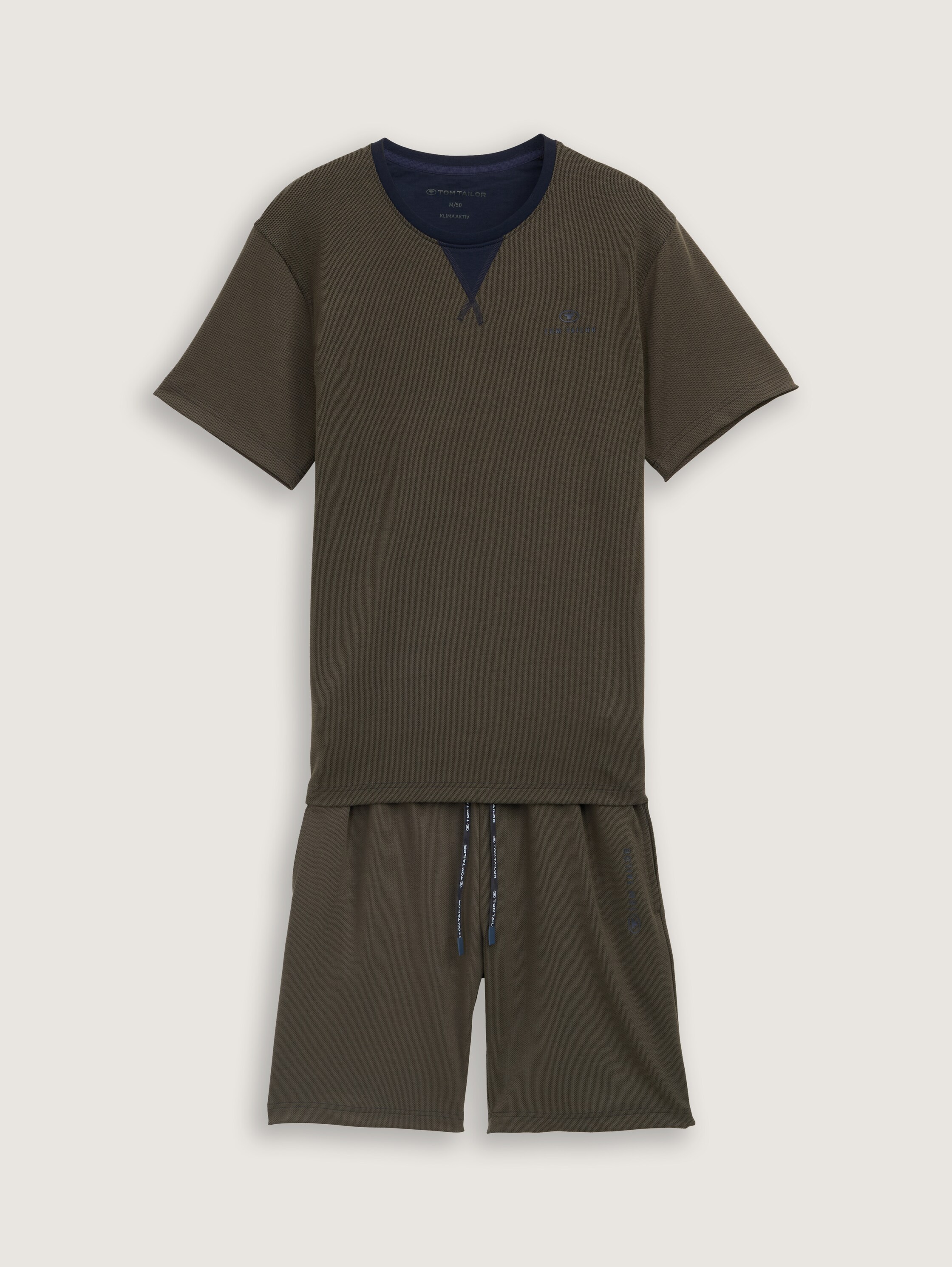 Pyjama-Set mit Logo-Print und Kordelzug - greendarkmulticolor - 