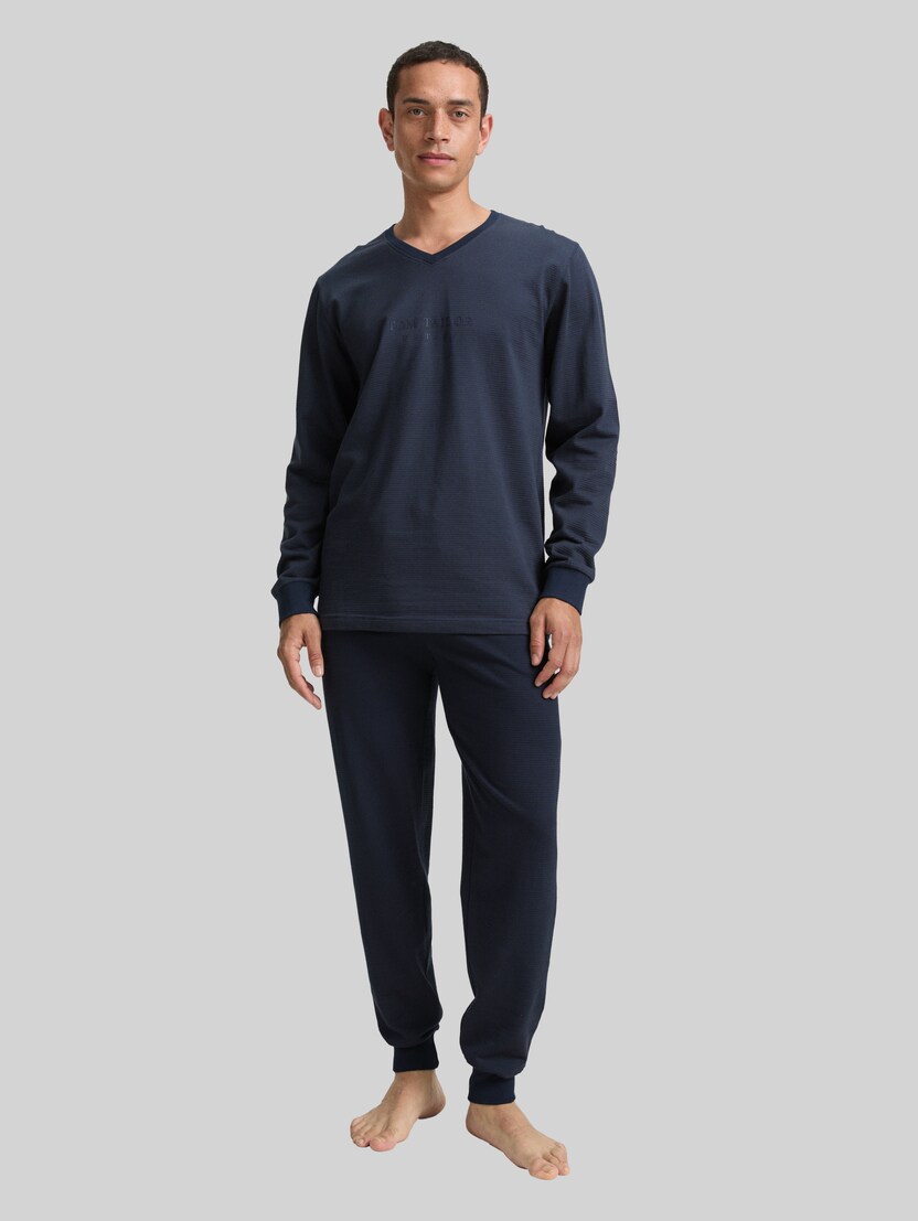 Ripp Pyjama-Set von Men, blue-dark-solid
