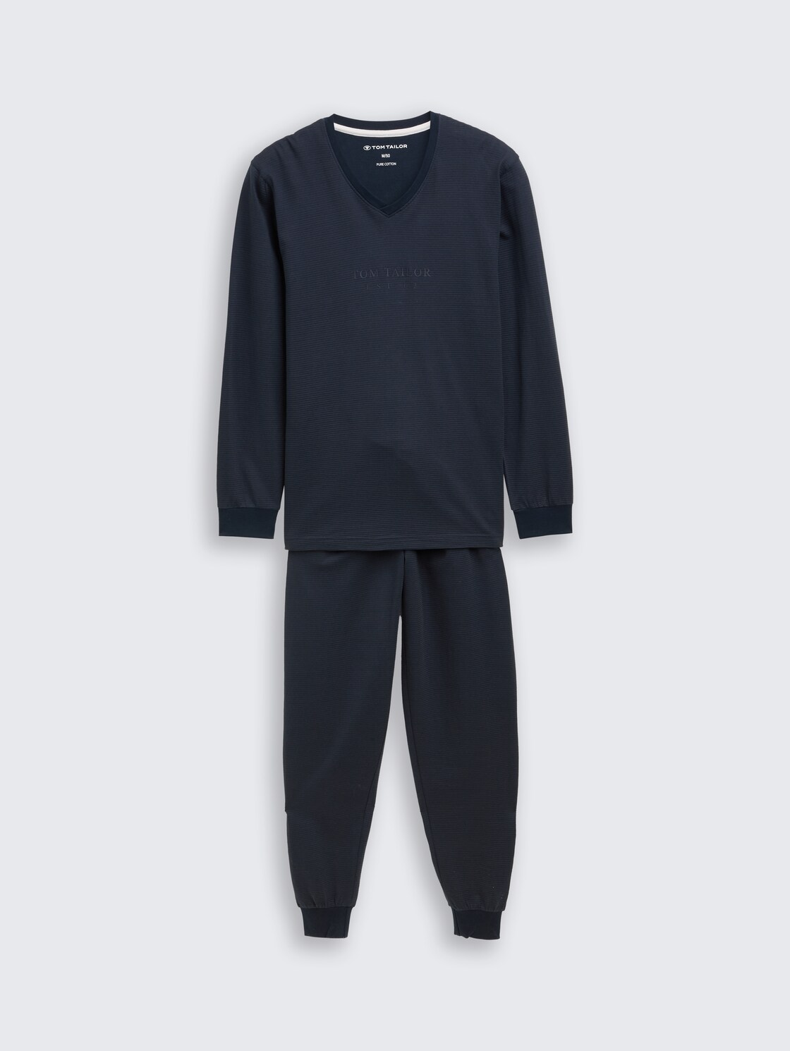 Ripp Pyjama-Set - blue-dark-solid - Vorder-Produkt-Ansicht