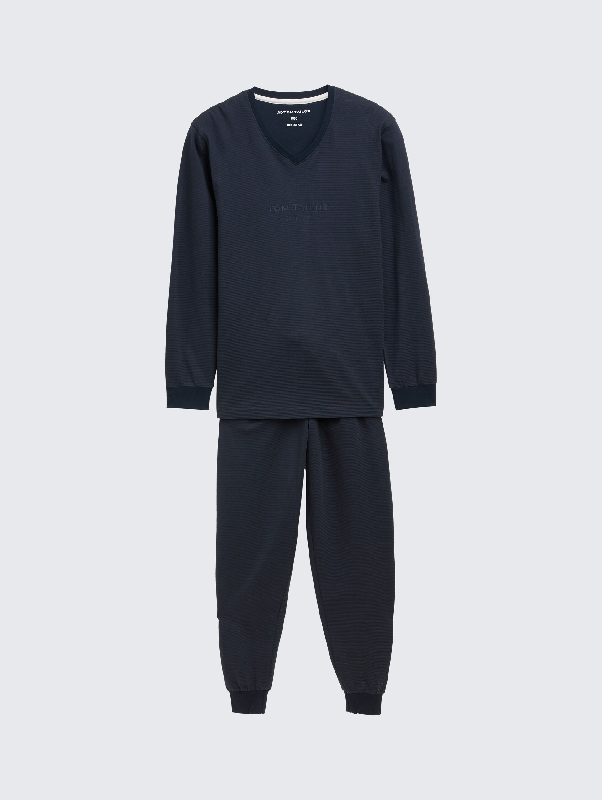 Ripp Pyjama-Set - blue-dark-solid - Vorder-Produkt-Ansicht
