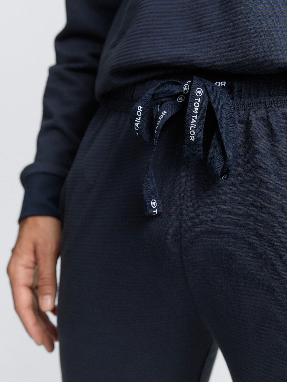 Ripp Pyjama-Set - blue-dark-solid - Detail-Model-Ansicht