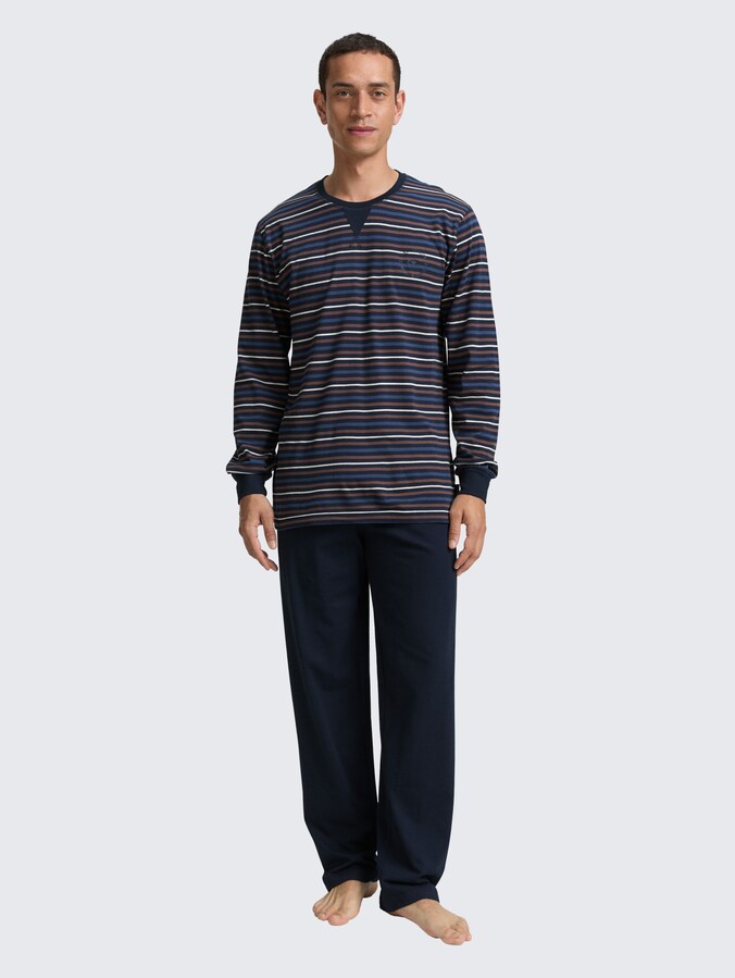 Pyjama set with striped pattern by Men, brown-dark-ringlet