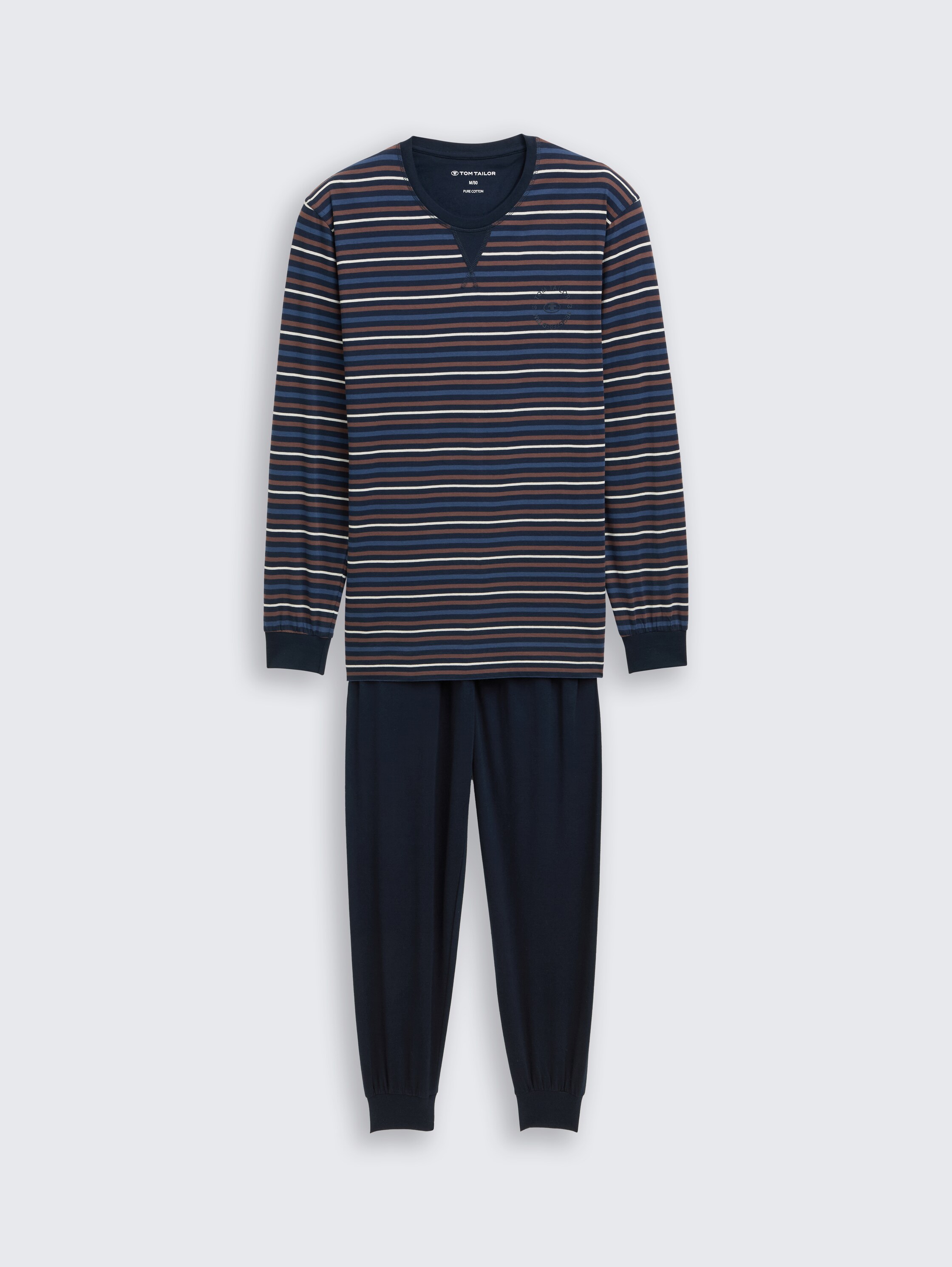 Pyjama-Set mit Streifenmuster - brown-dark-ringlet - Vorder-Produkt-Ansicht