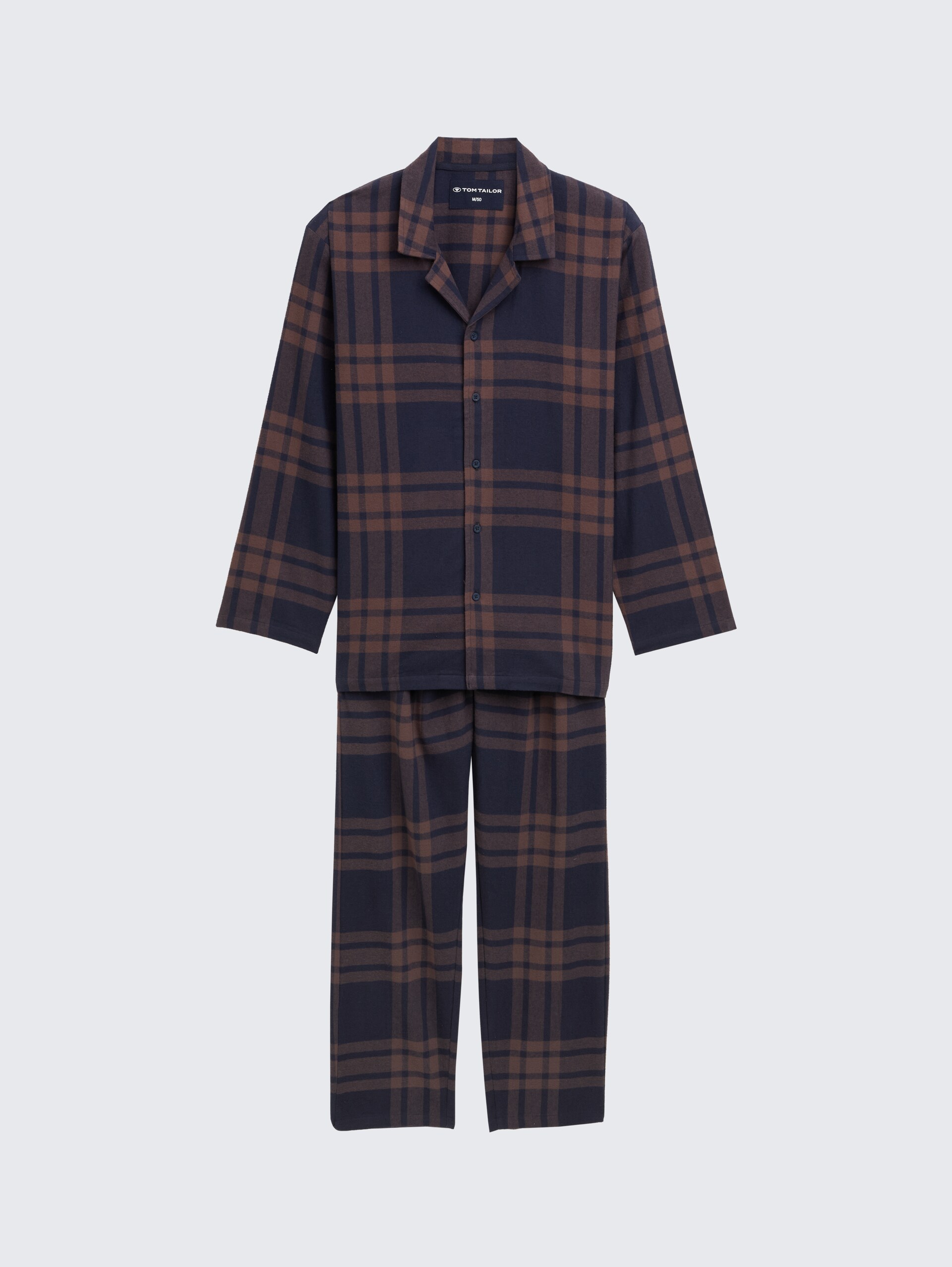 Pyjama-Set mit Karomuster - braun-dunkel-Karo - Vorder-Produkt-Ansicht