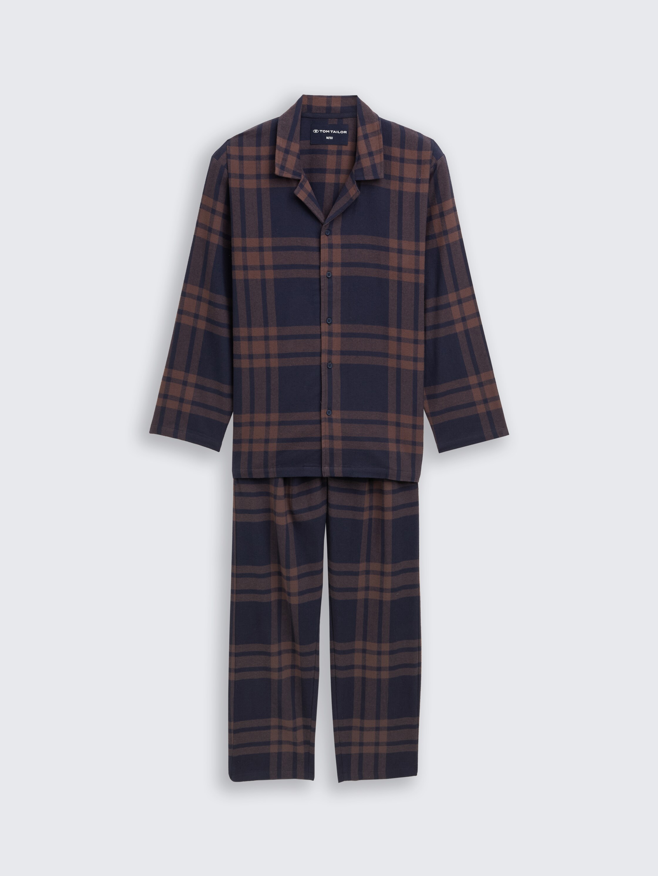 Pyjama set with checked pattern - braun-dunkel-Karo - Front product view