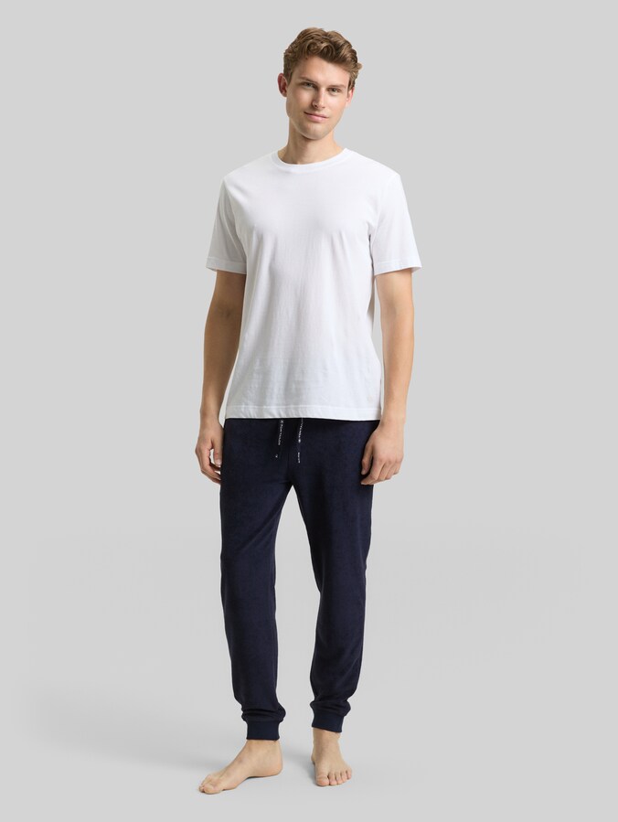 Pyjama-Hose mit Struktur von Men, blue-dark-solid