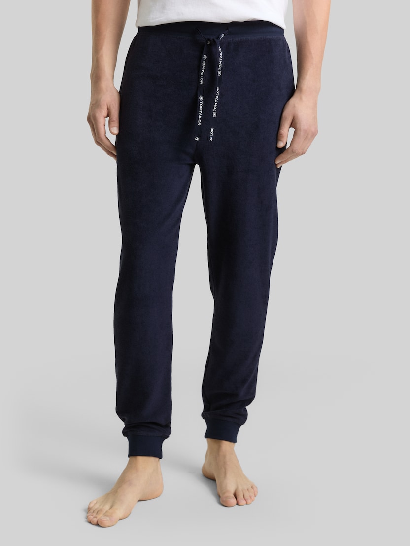 Pyjama-Hose mit Struktur von Men, blue-dark-solid