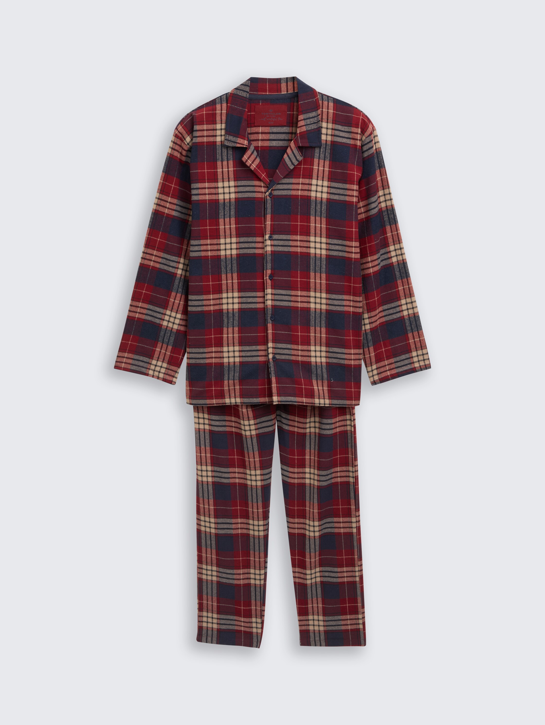 Pyjama set with checked pattern - red-medium-check - Front product view