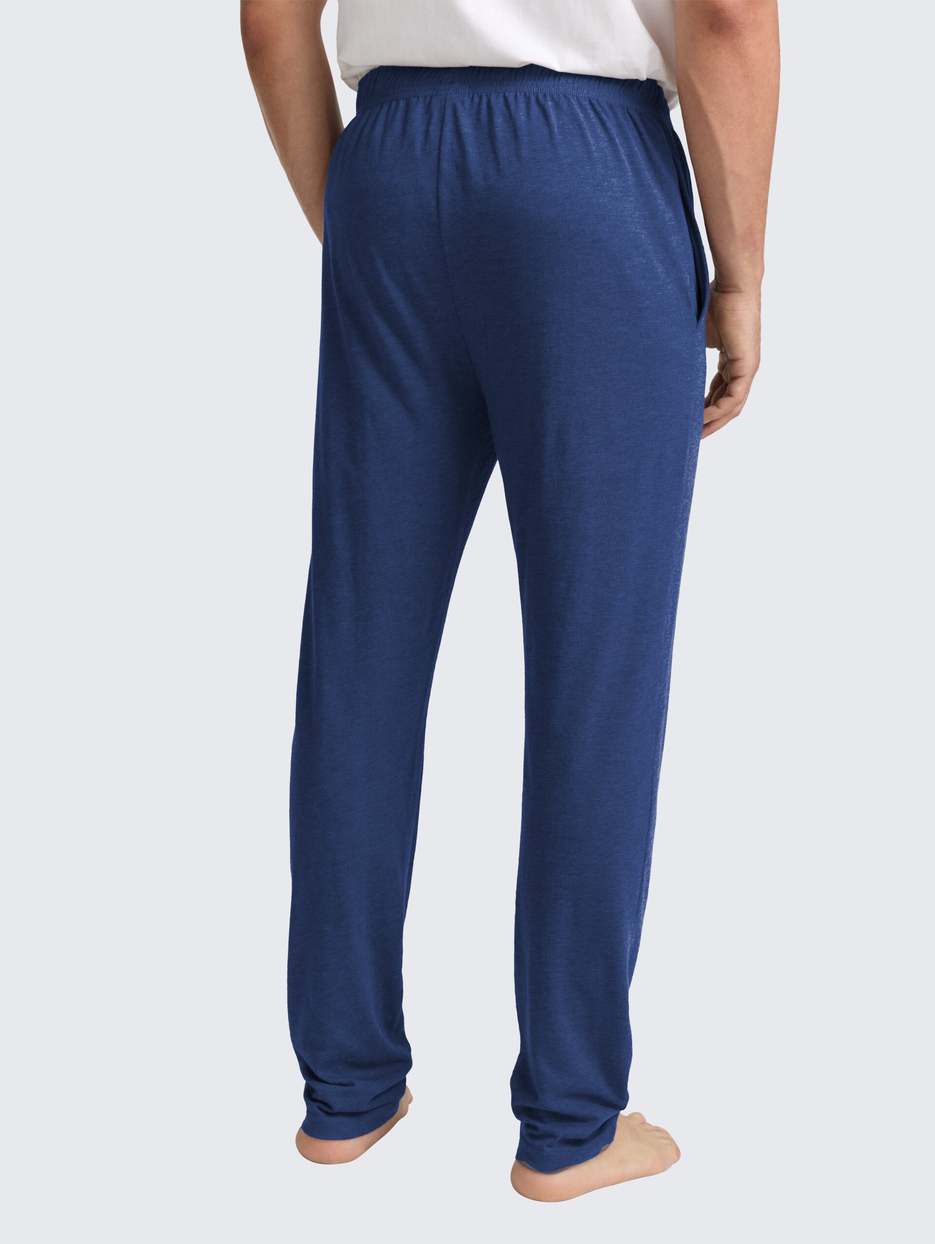 Pyjama-Hose in Melange-Optik - blue-medium-solid - Auschnitt Model-Rückansicht