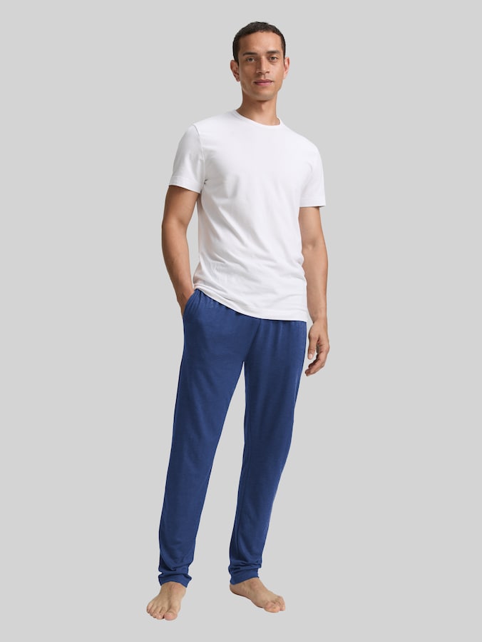 Pantalon de pyjama en optique mélangée par Men, blue-medium-solid