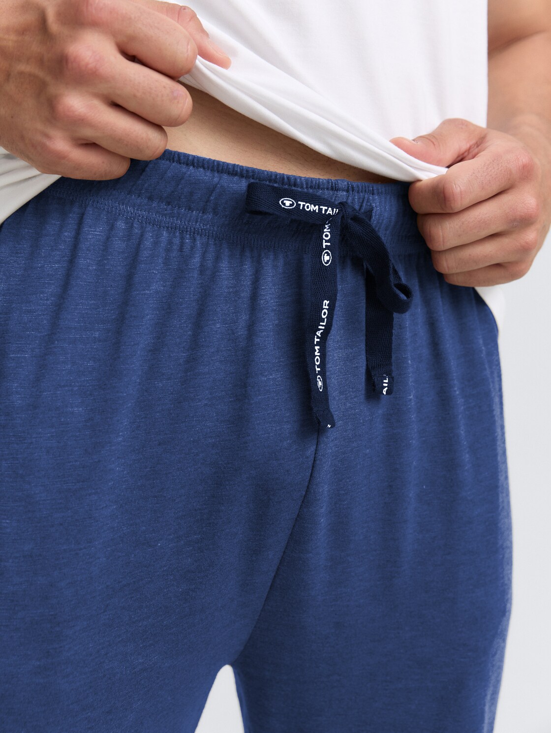 Pyjama-Hose in Melange-Optik - blue-medium-solid - Detail-Model-Ansicht