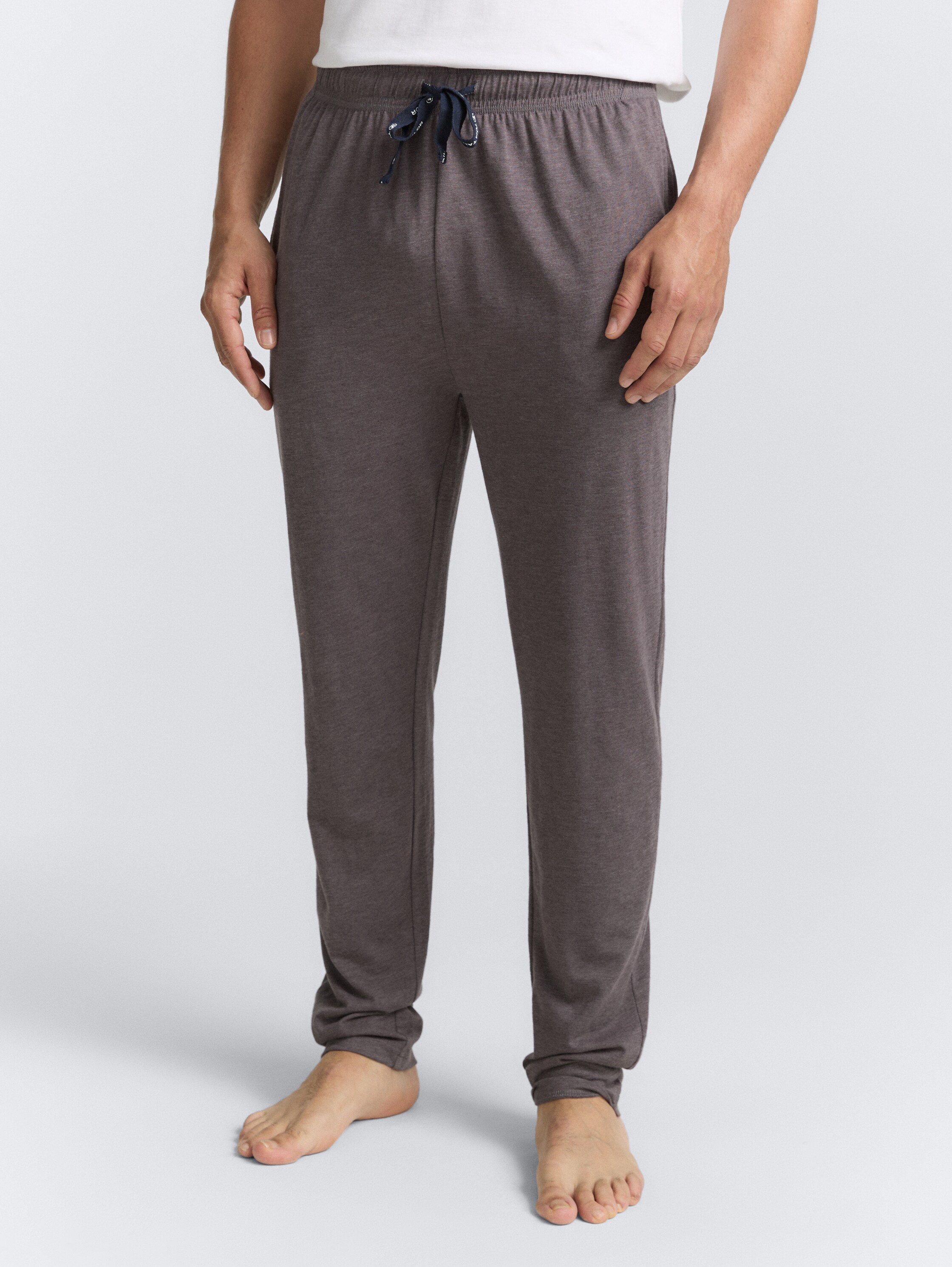 Pyjama trousers in a melange look - greydarkmelange - 