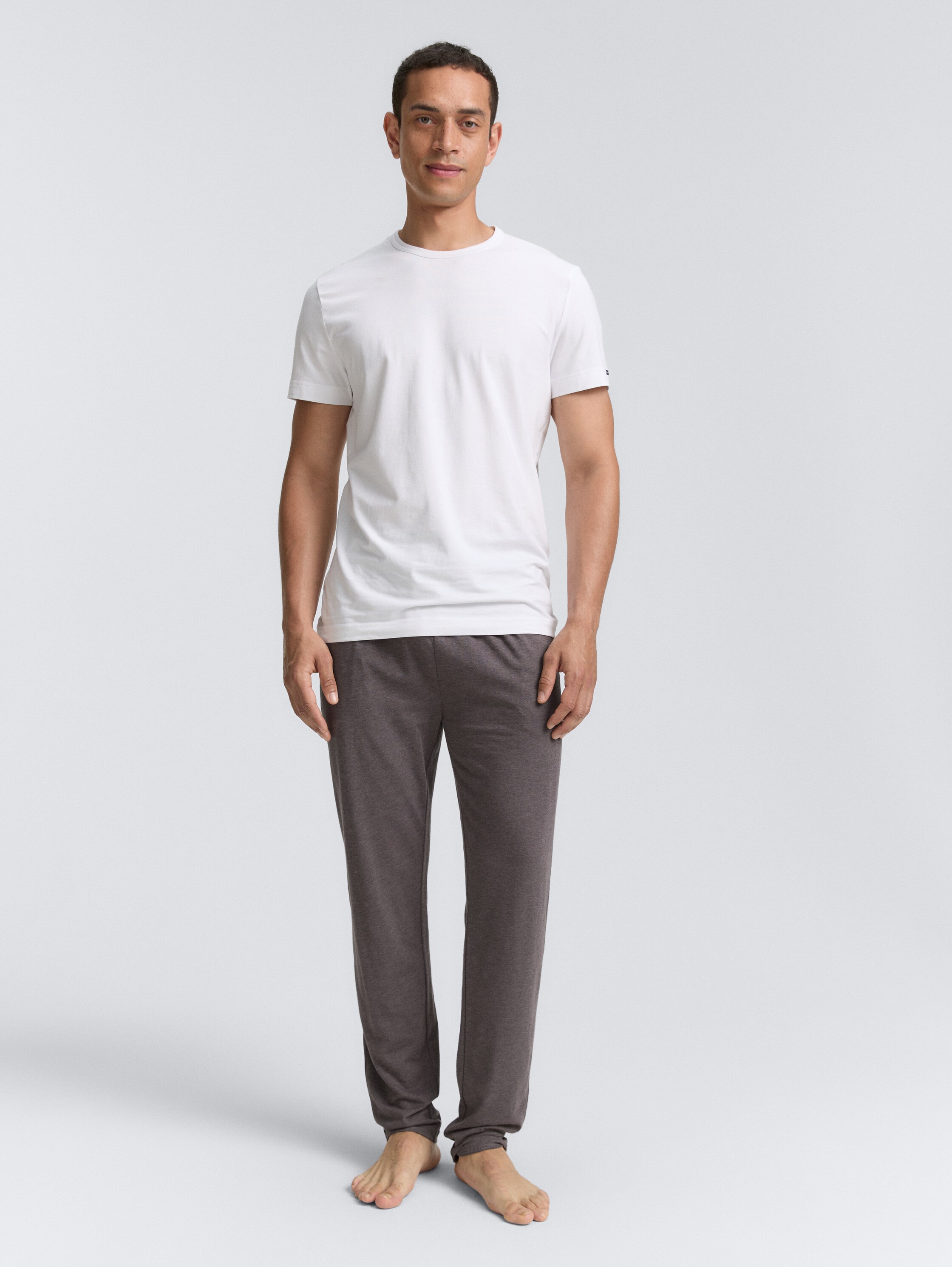 Pyjama trousers in a melange look - greydarkmelange - 