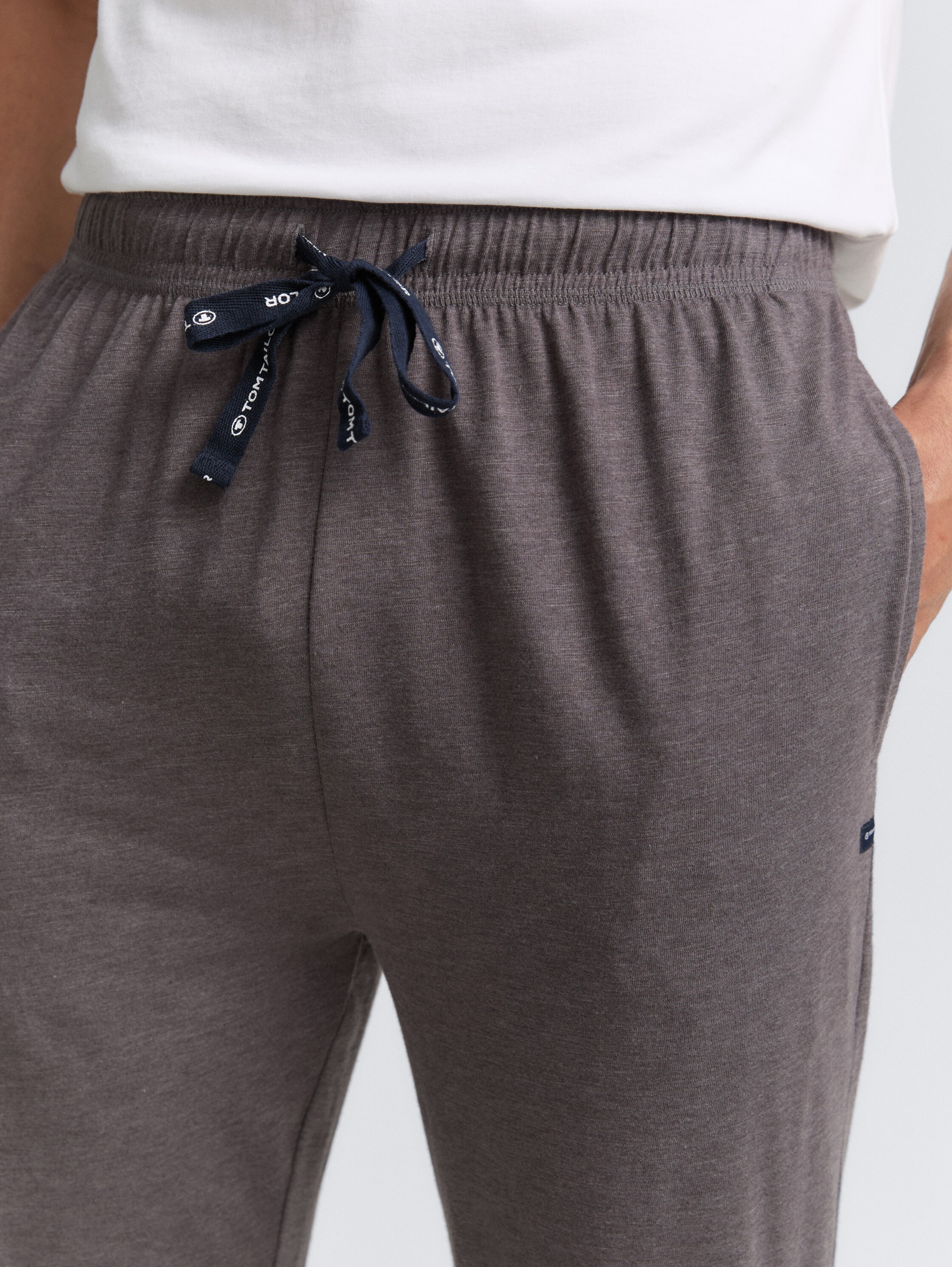 Pyjama trousers in a melange look - greydarkmelange - 