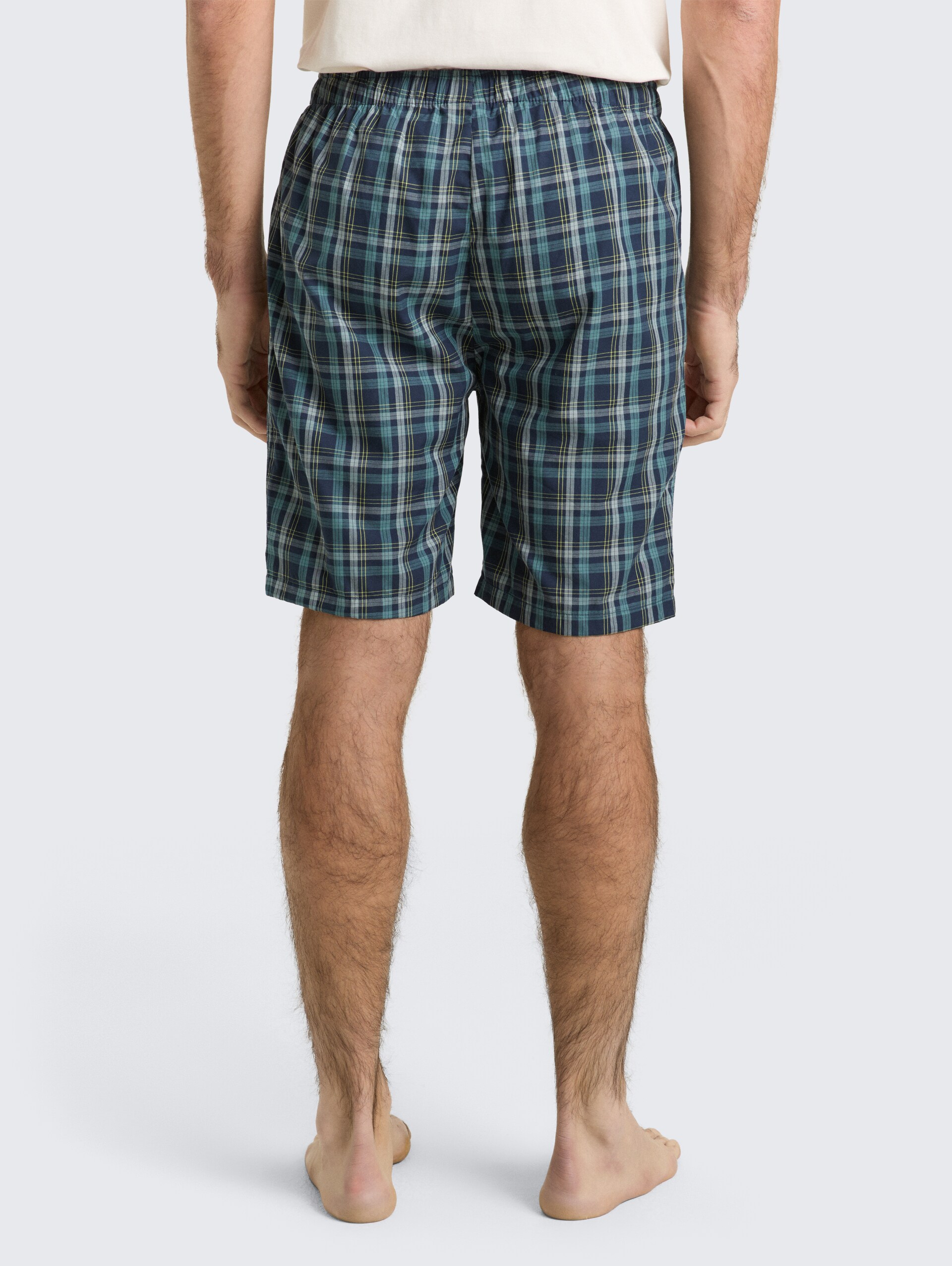 Boxershorts mit Karomuster - blue-medium-check - Auschnitt Model-Rückansicht