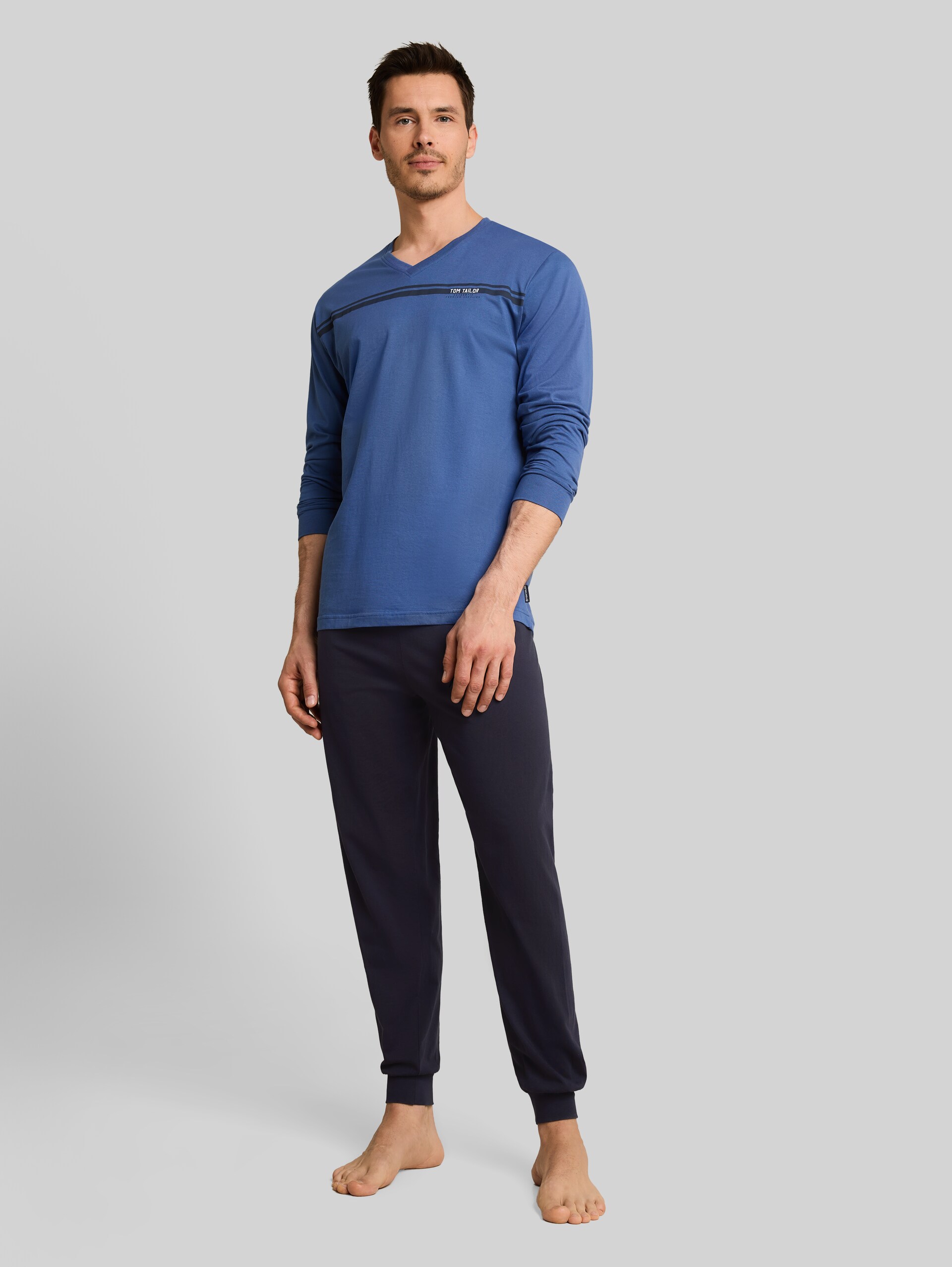 Pyjama-Set mit Logo-Print - blue-medium-solid