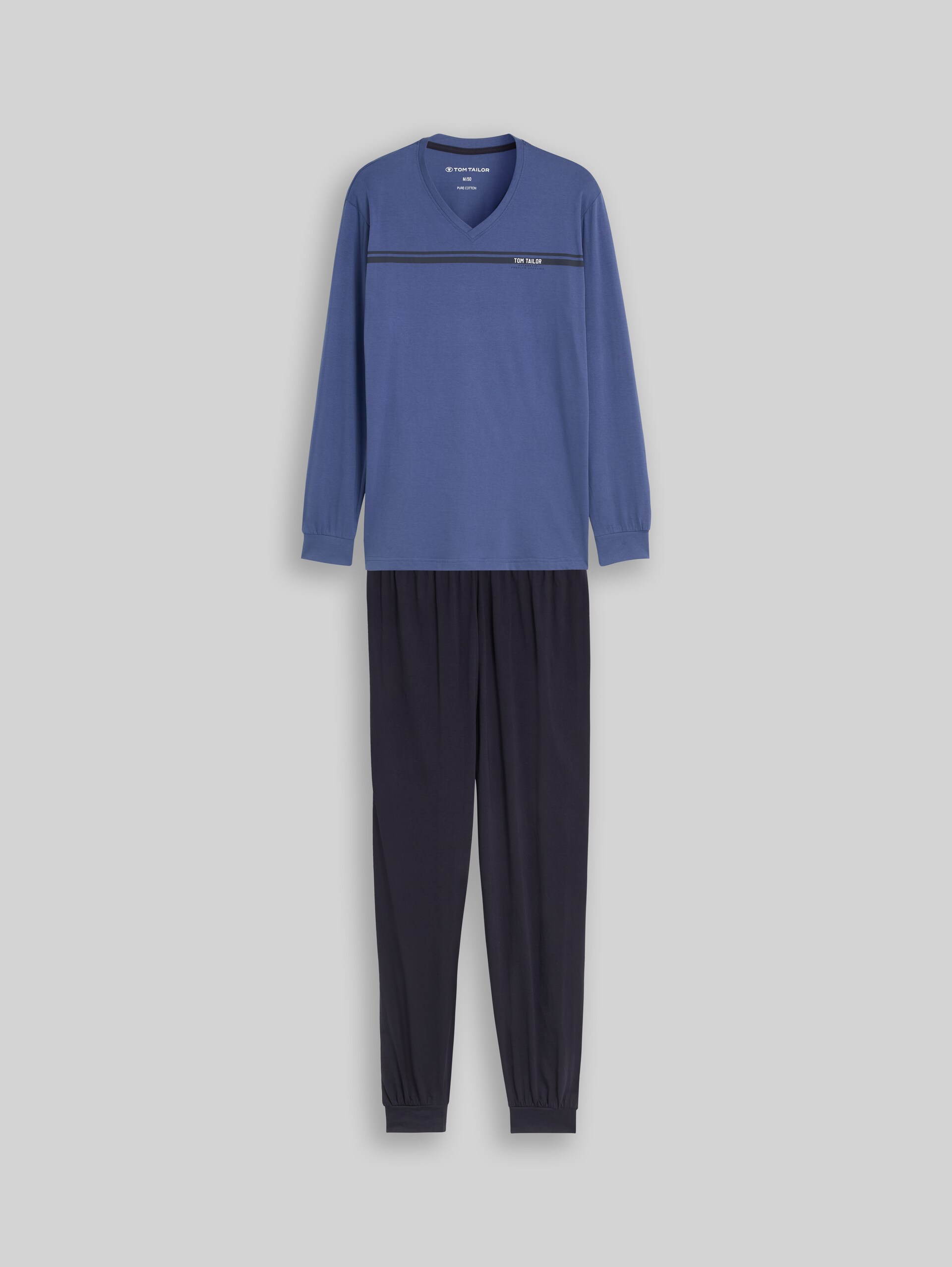 Pyjama-Set mit Logo-Print - blue-medium-solid - Vorder-Produkt-Ansicht