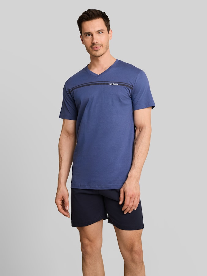 Pyjama-Set mit Logo-Print von Men, blue-medium-solid