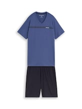 Ausgewählt, Pyjama-Set mit Logo-Print von Tom Tailor, blau