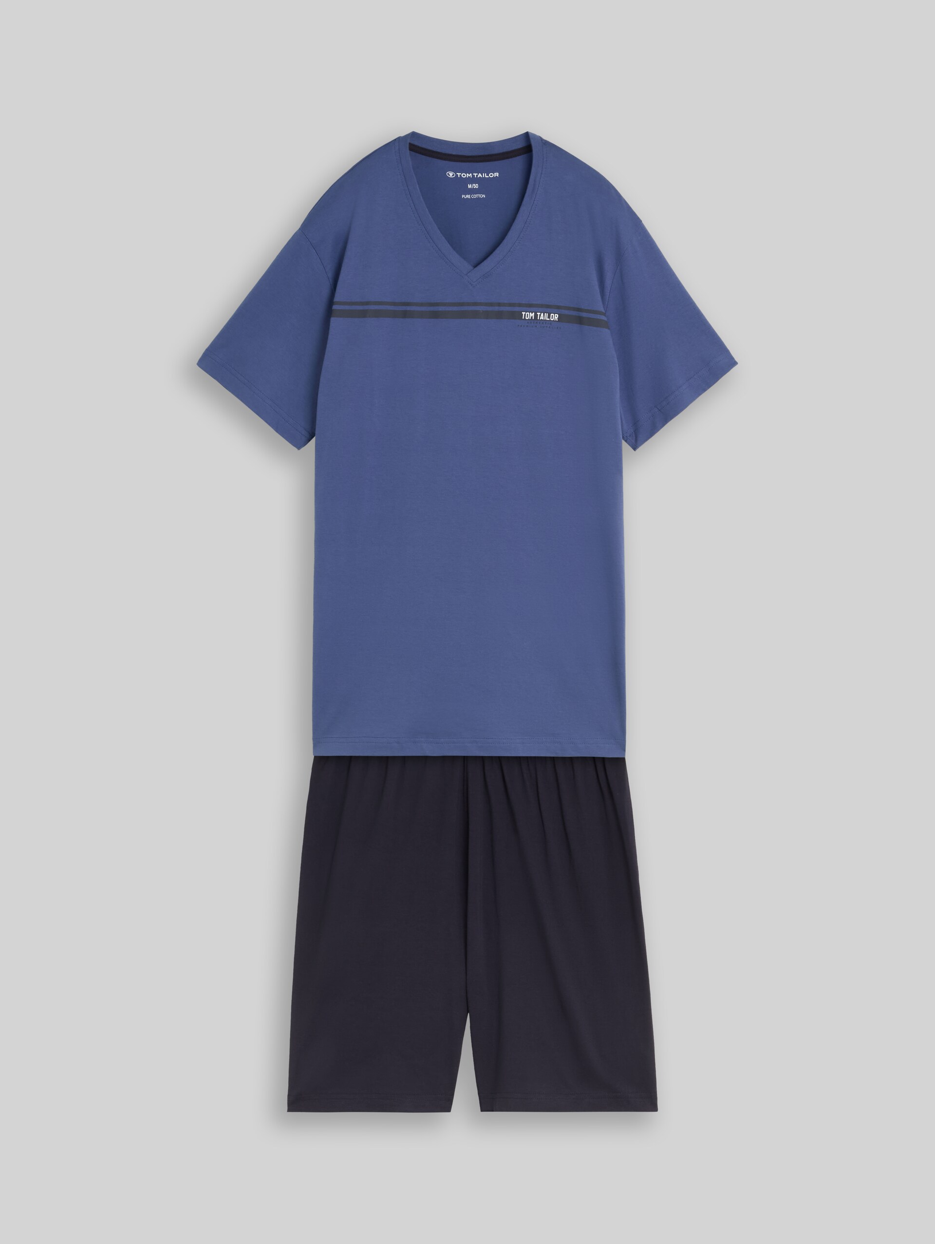 Pyjama-Set mit Logo-Print - blue-medium-solid - Vorder-Produkt-Ansicht