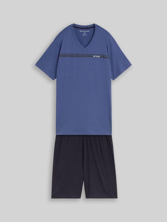 Pyjamaset met logoprint door Men, blue-medium-solid
