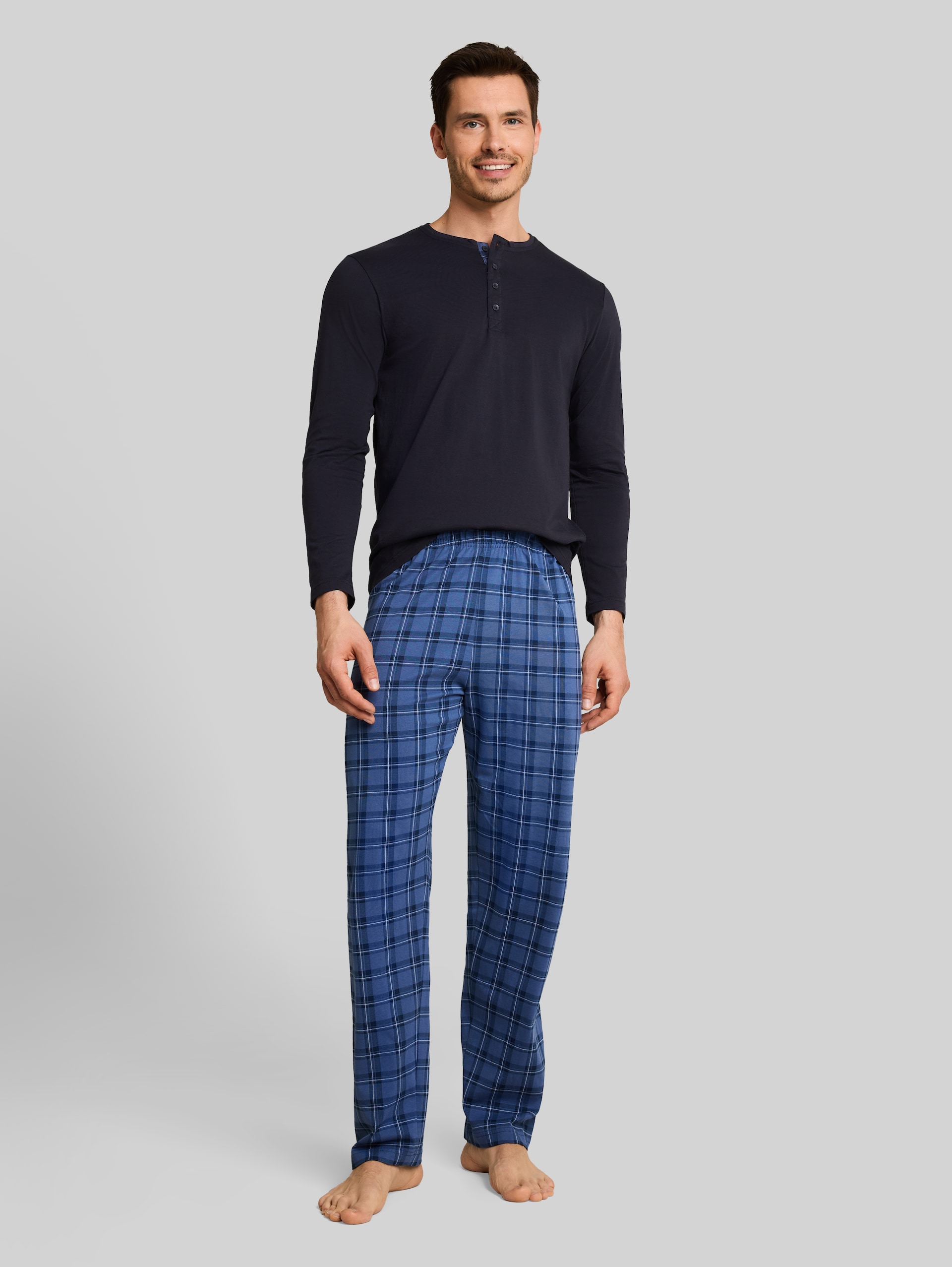 Pyjama-Set mit Karomuster - blue-medium-check
