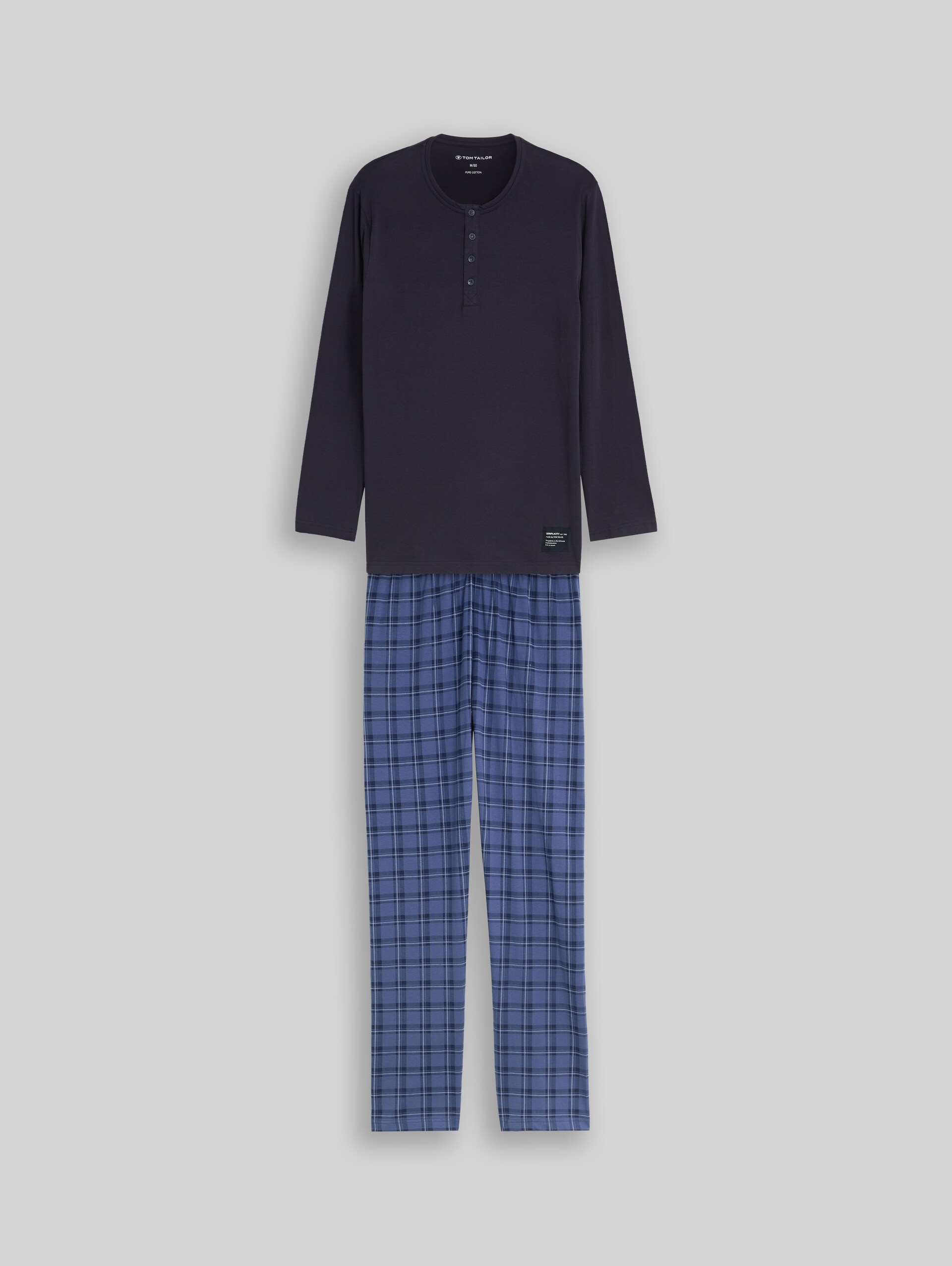 Pyjama-Set mit Karomuster - blue-medium-check - Vorder-Produkt-Ansicht
