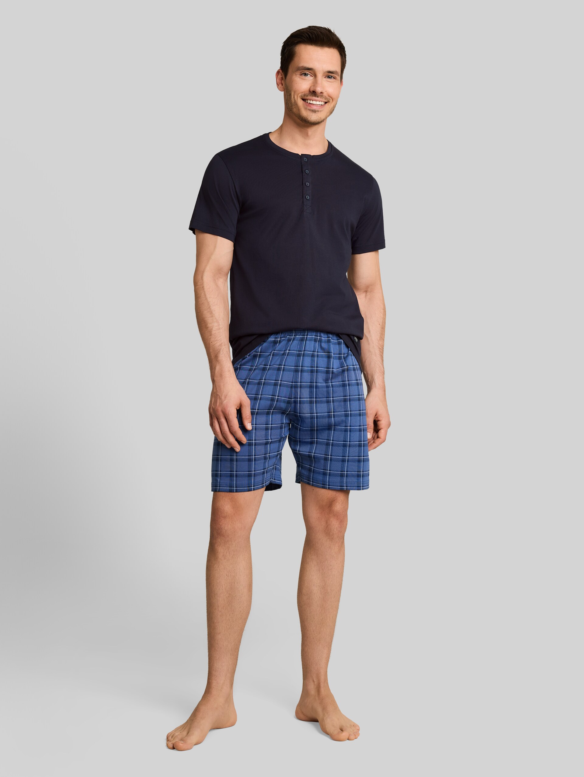 Pyjama-Set mit Karomuster - blue-medium-check