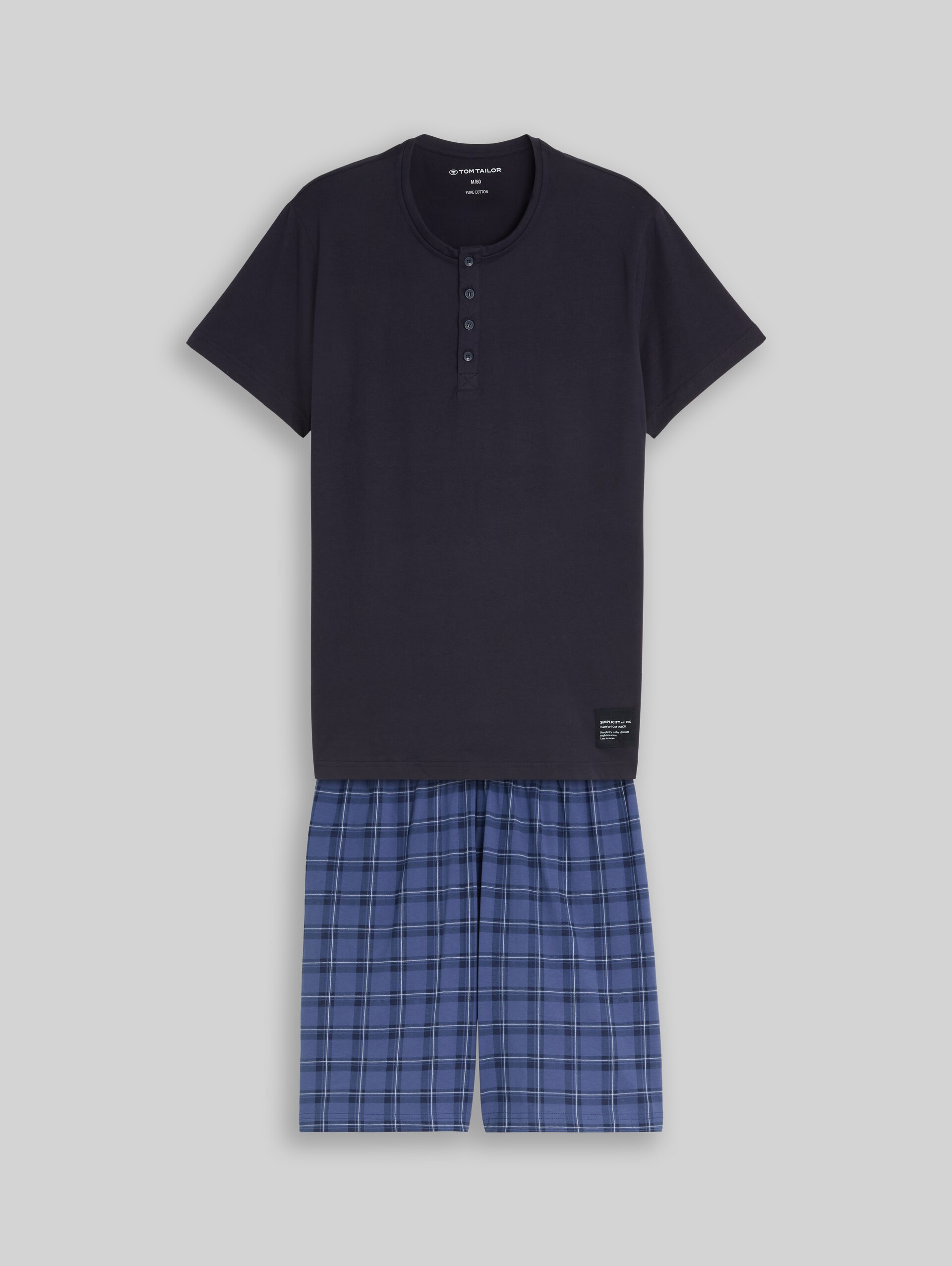 Pyjama-Set mit Karomuster - blue-medium-check - Vorder-Produkt-Ansicht