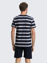 Pyjamaset met streepjesmotief - blue stripe - Neklijn model-achteraanzicht