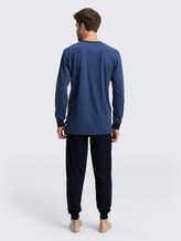 Pyjamaset met streepjesmotief - blue stripe - Neklijn model-achteraanzicht