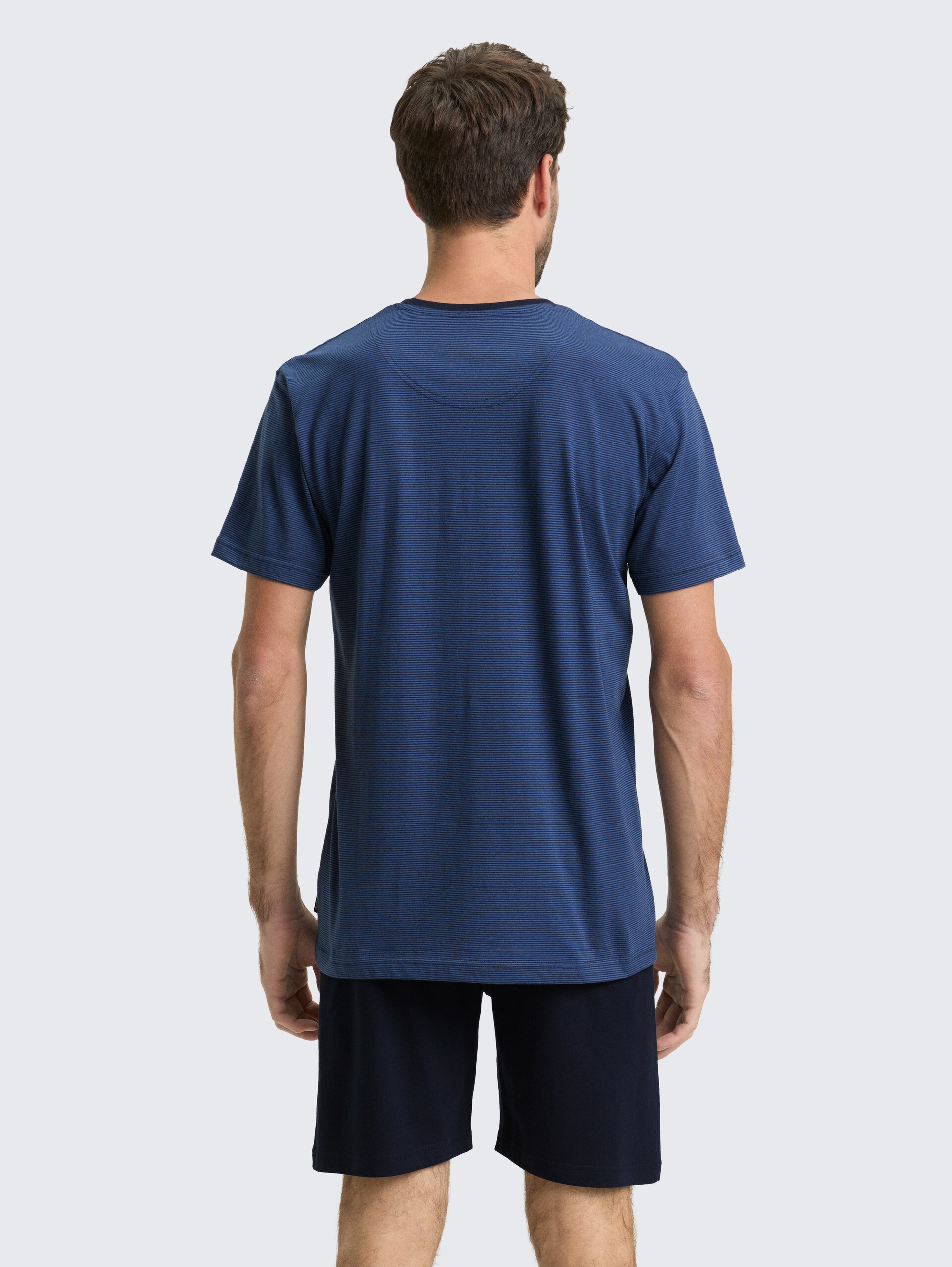 Pyjamaset met gestreept patroon - blue stripe - Neklijn model-achteraanzicht