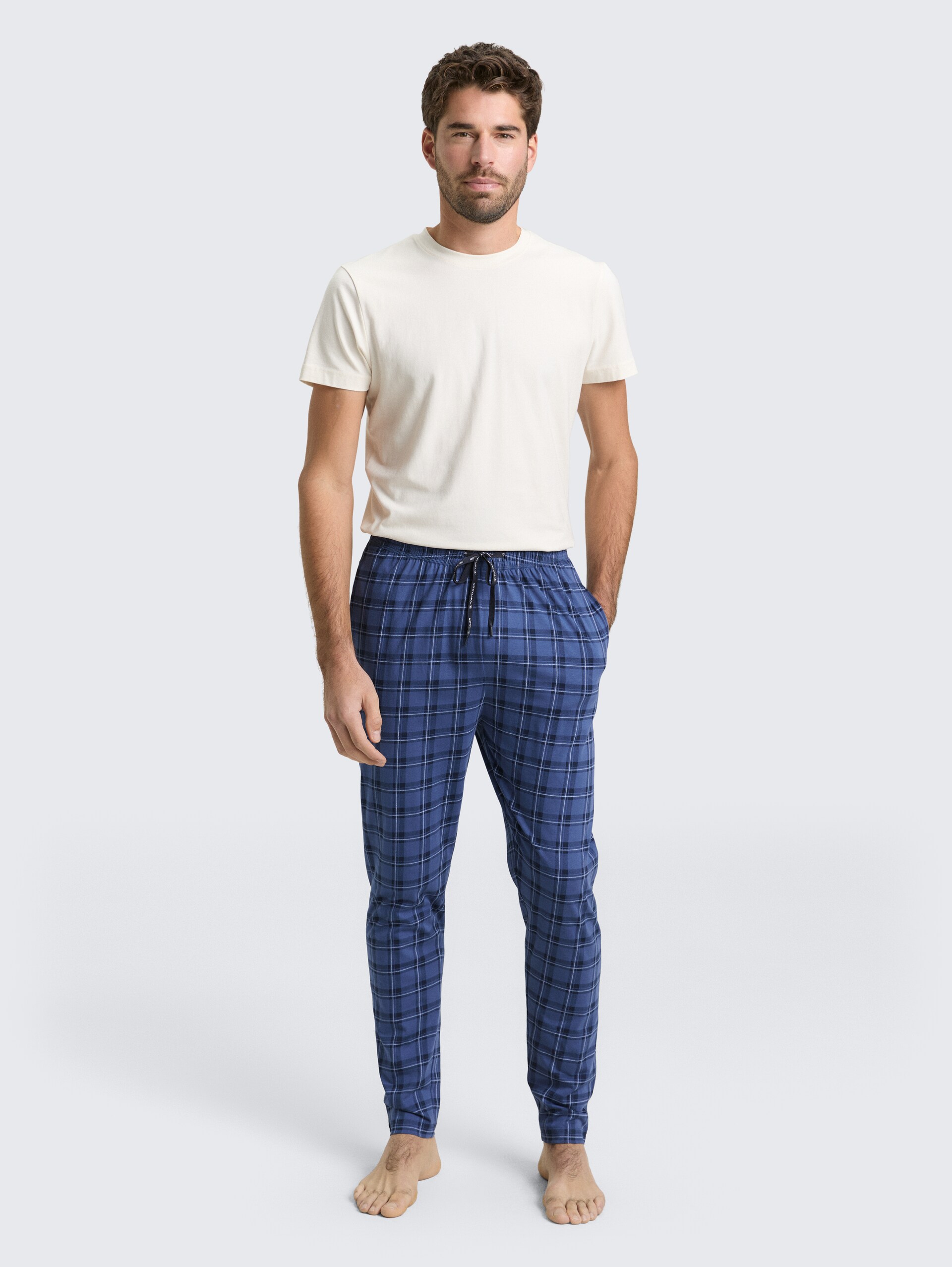 Pyjama-Hose aus Baumwolle - blue-medium-check