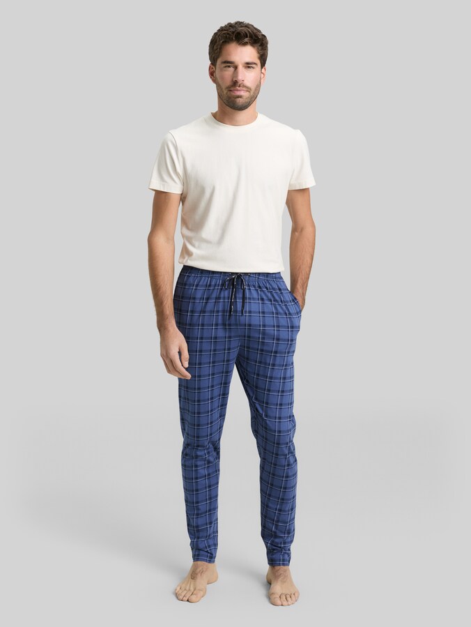 Pantalon de pyjama en coton par Men, blue-medium-check