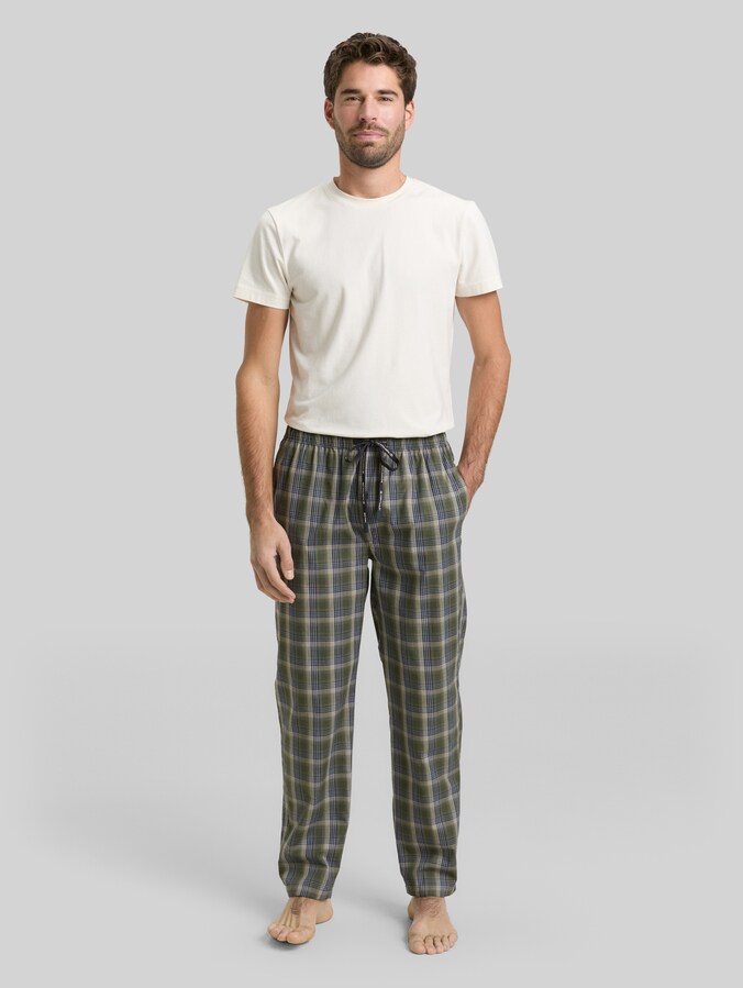 Pantalon de pyjama en coton par Men, green-dark-check