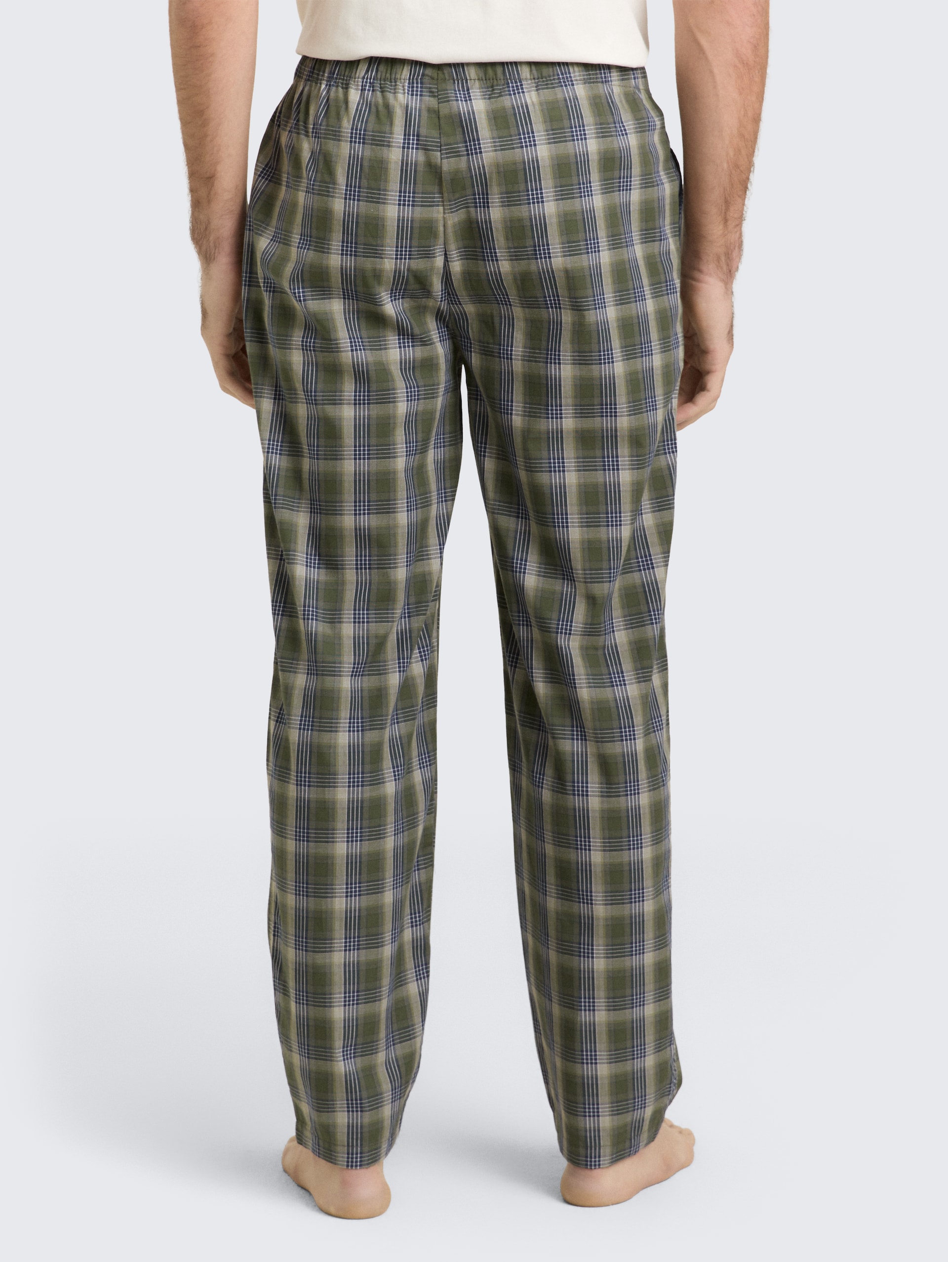 Pyjama broek van katoen - green-dark-check - Neklijn model-achteraanzicht