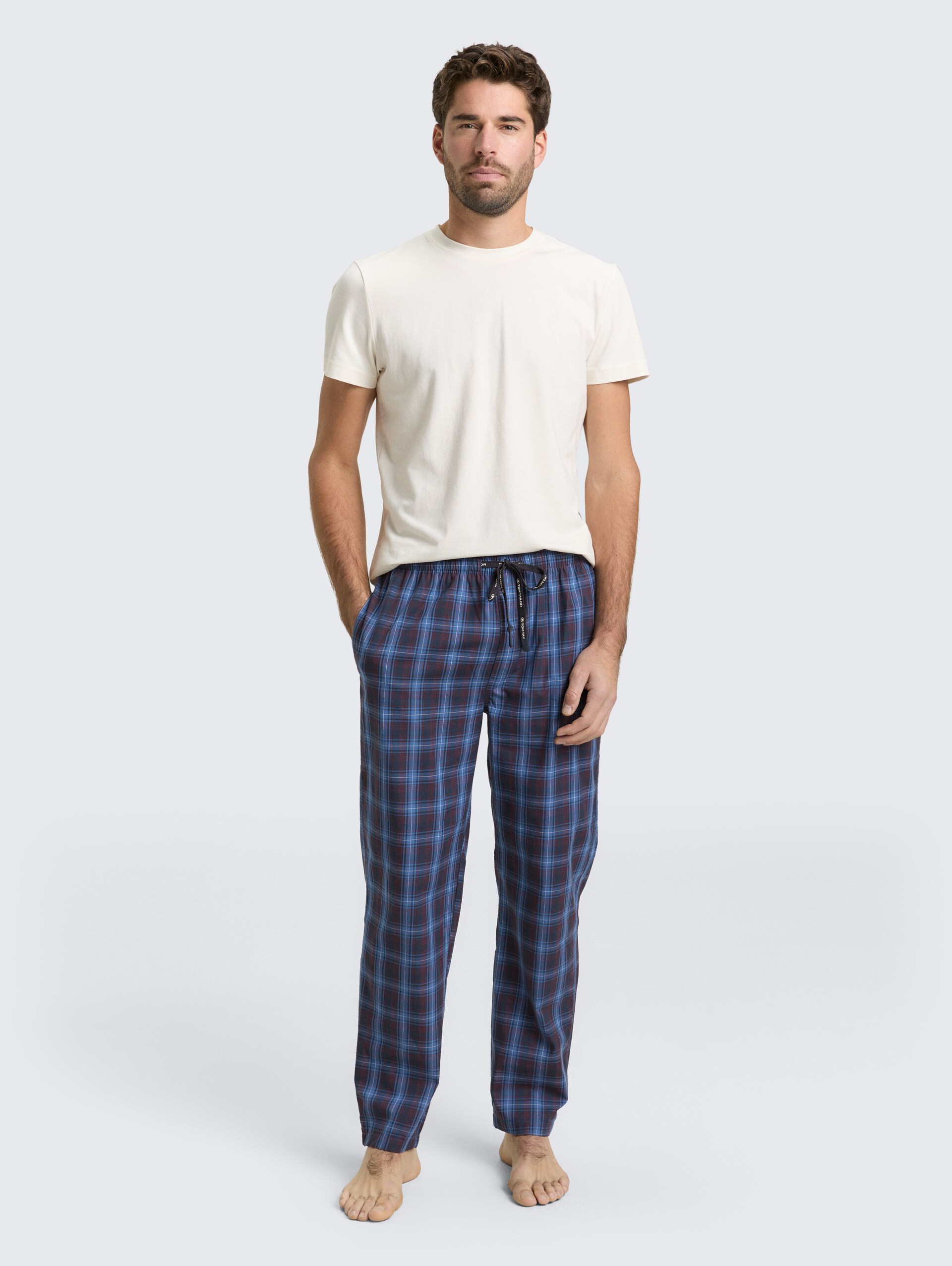 Pyjama broek van katoen - blue-dark-check