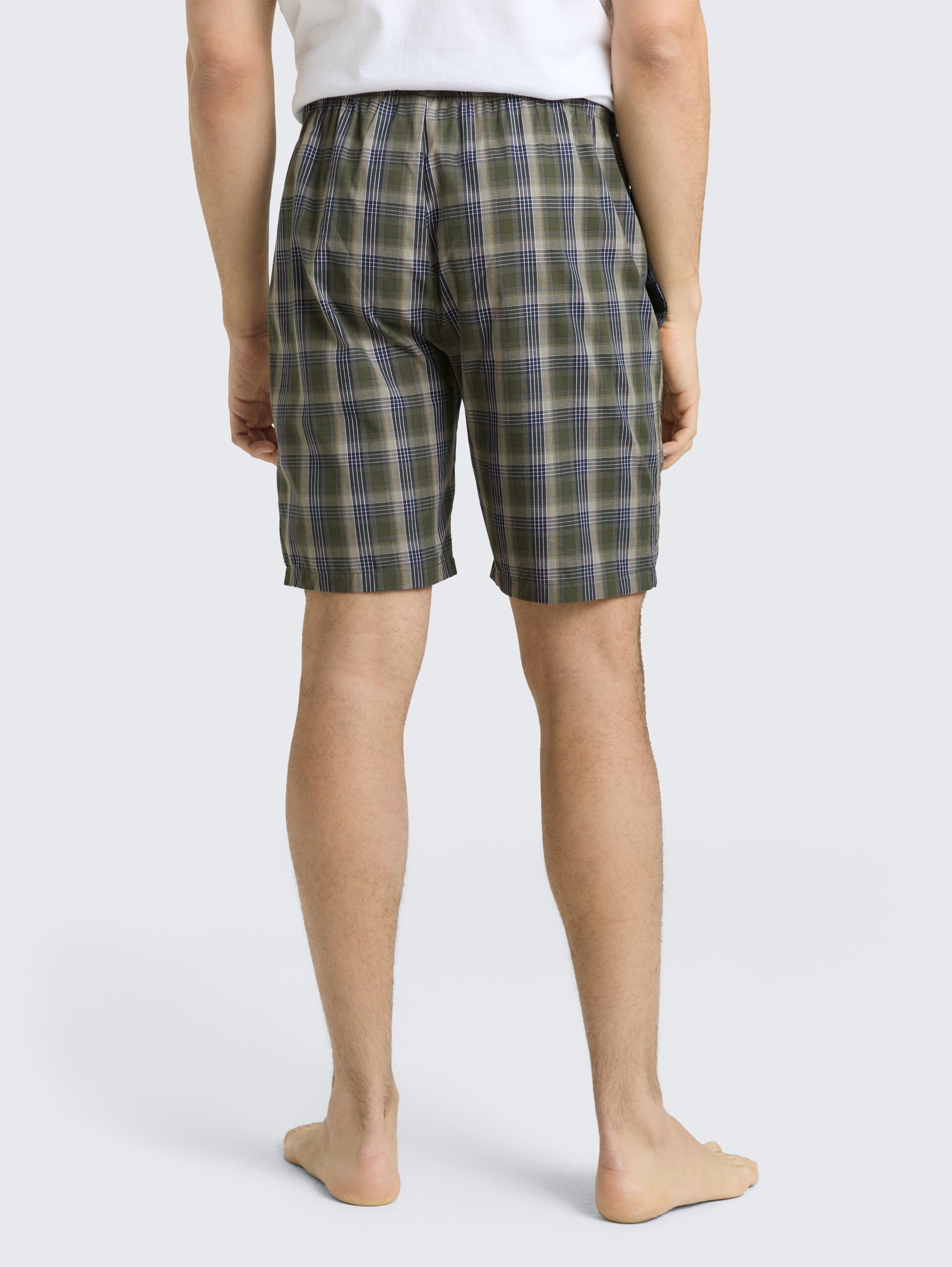 Boxershorts mit Karomuster - green-dark-check - Auschnitt Model-Rückansicht