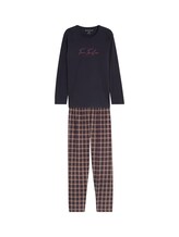 Geselecteerd, Pyjamaset met ruitjespatroon en logoprint door Tom Tailor, blauw