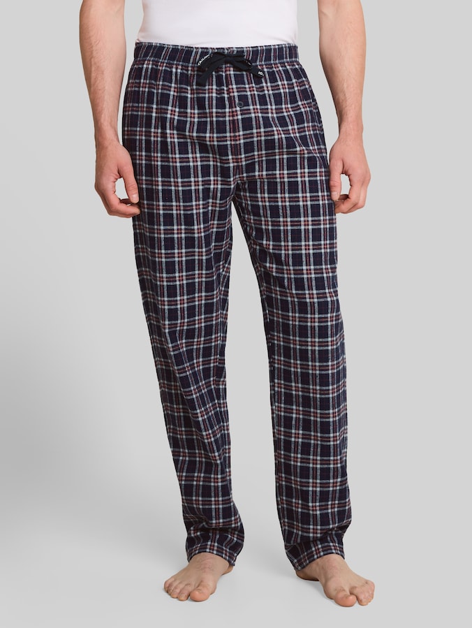 Cotton pyjama trousers by Men, blue-dark-check