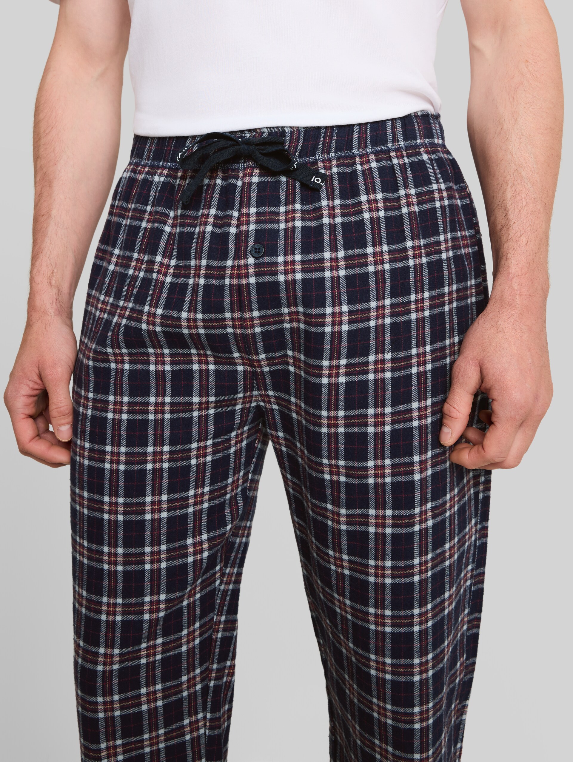 Pyjama-broek van katoen - blue-dark-check - Detailaanzicht model