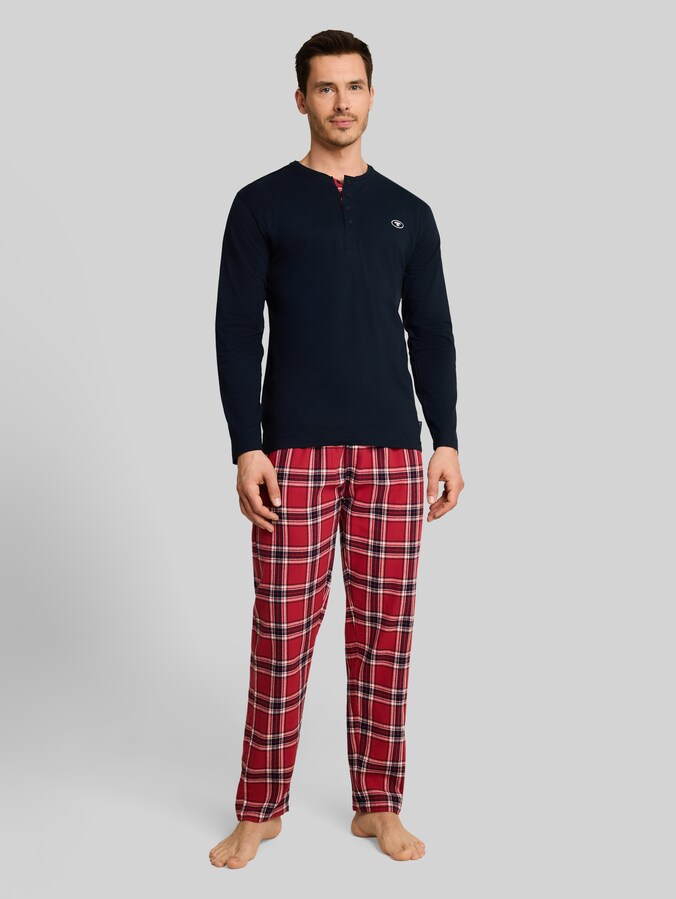 Pyjama set with checked pattern by Men, red-medium-check