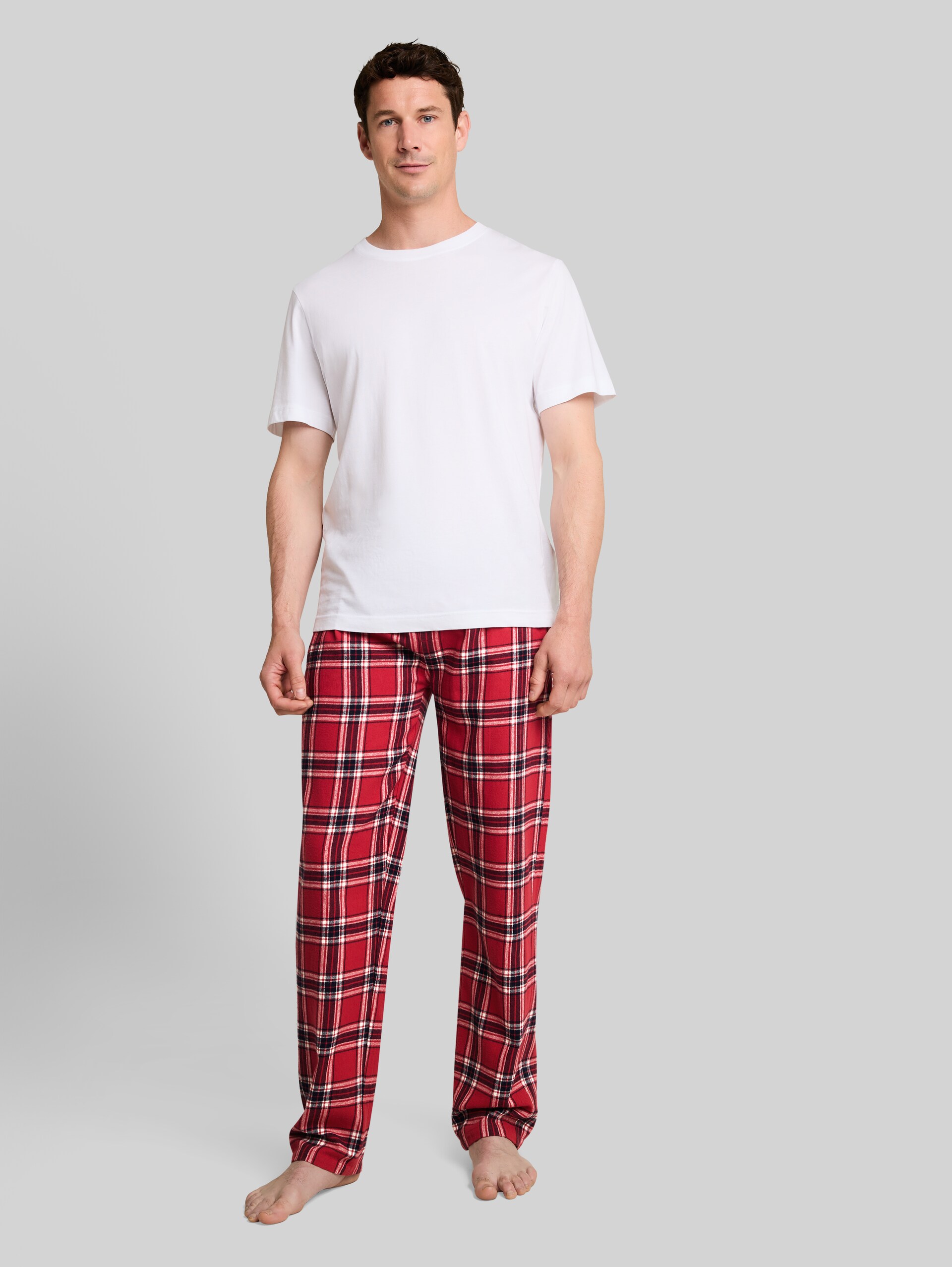 Pyjama-broek van katoen - red-medium-check - Model vooraanzicht