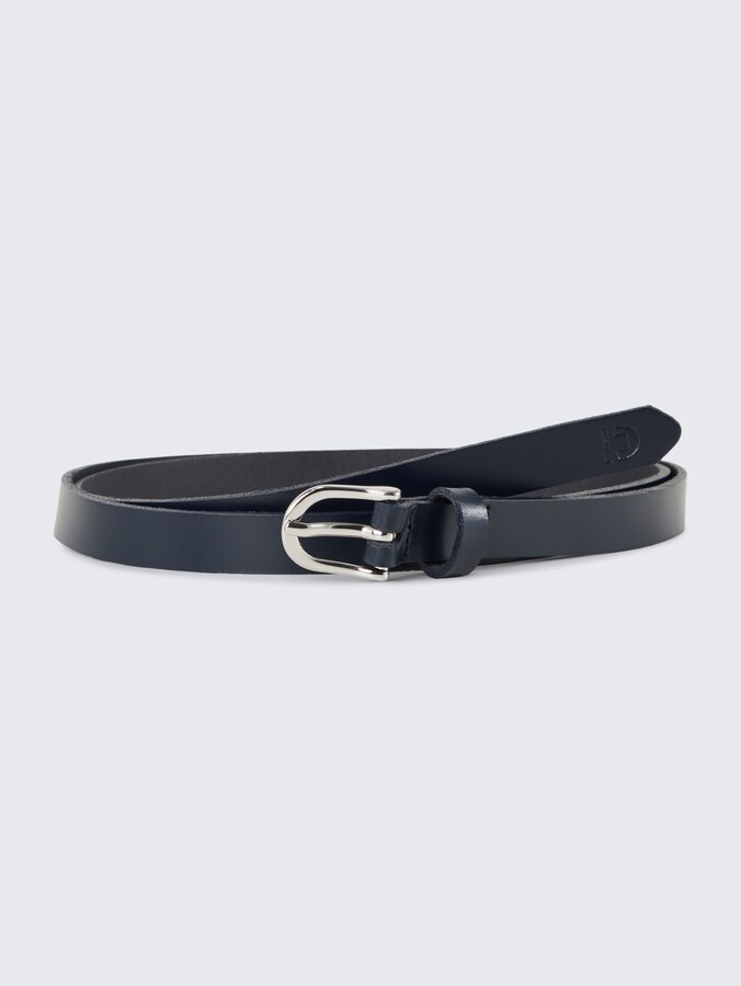 TTPAULA smalle leren riem met afgeronde gesp door Denim Female, navy uni
